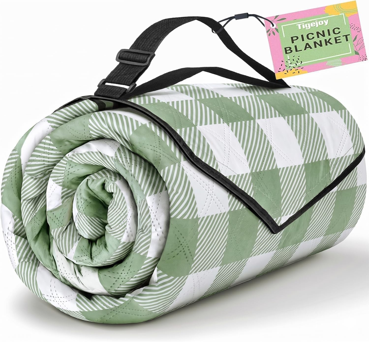 Detalle de TigeJoy Large Picnic Blanket, 80 x 100-Inch Waterproof Beach Mat