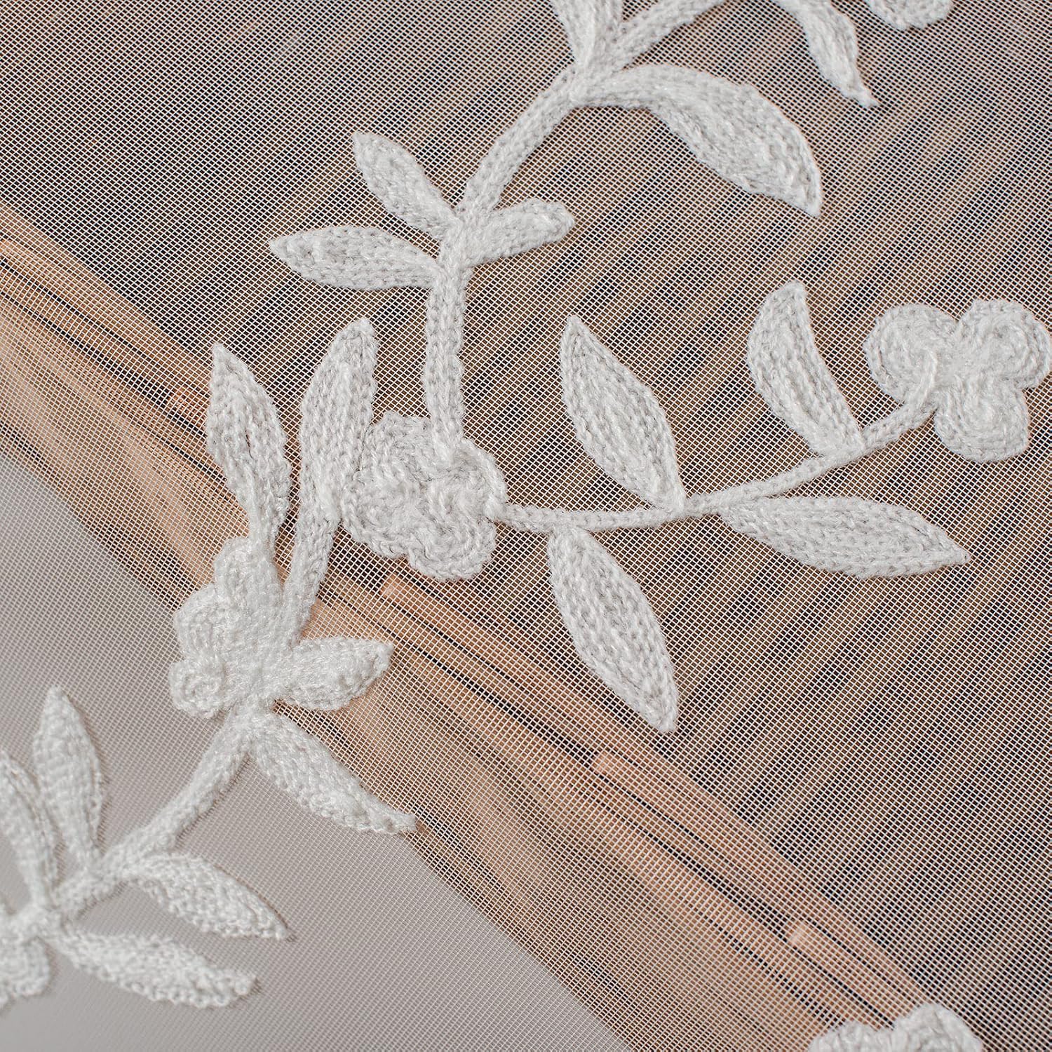Thumbnail 3 de Melodieux – biała firana z haftem kwiatowym, 132 × 213 cm, 1 panel