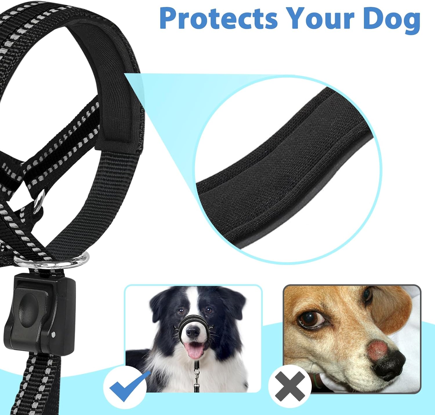 Thumbnail 5 de Mayerzon Dog Head Collar with Soft Padded – XL Black (Gentle Leader, No-Pull)