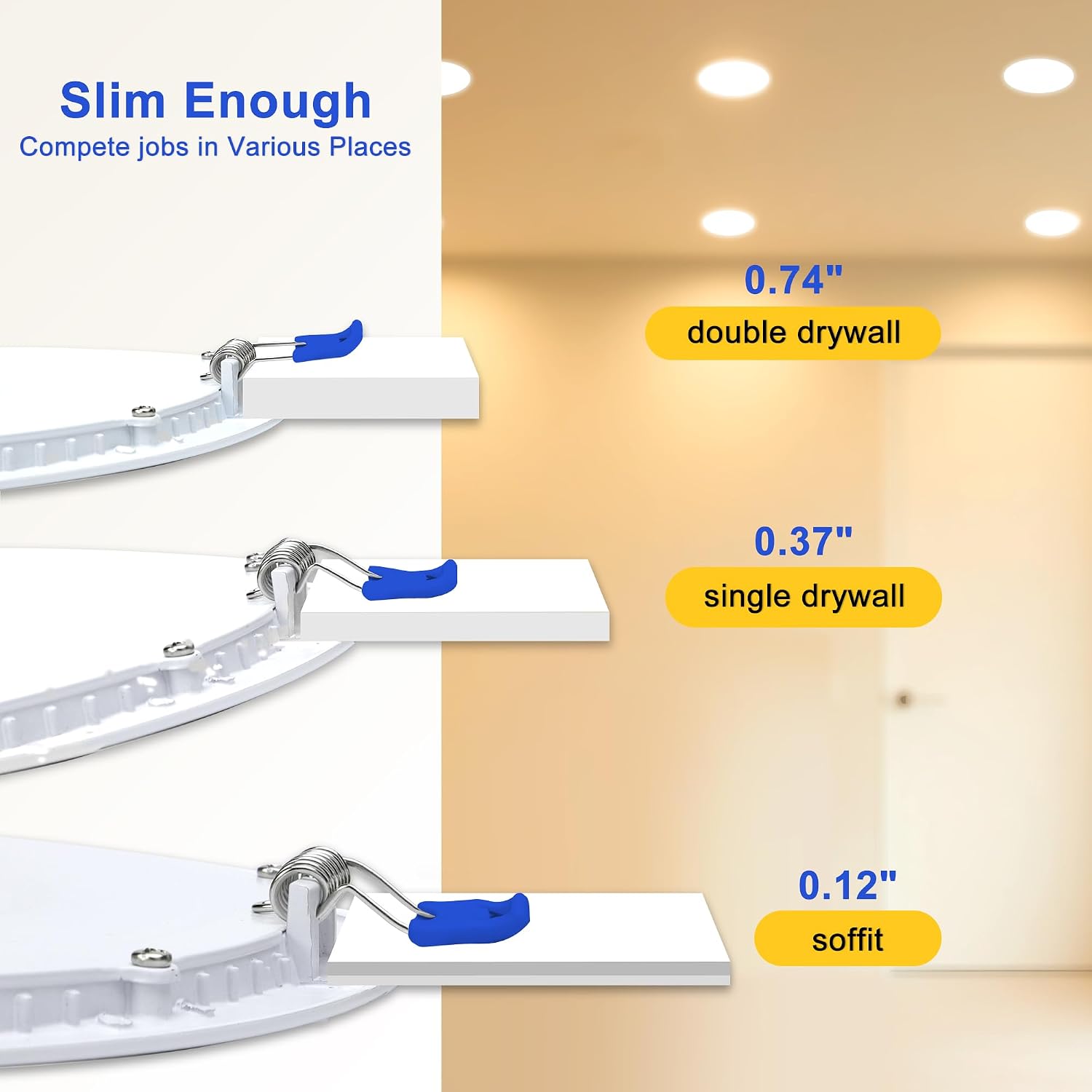 Detalle 1 de INCARLED INCAR-3IN-5W 3-Inch LED Recessed Pot Lights, 5CCT, Dimmable, 4-Pack