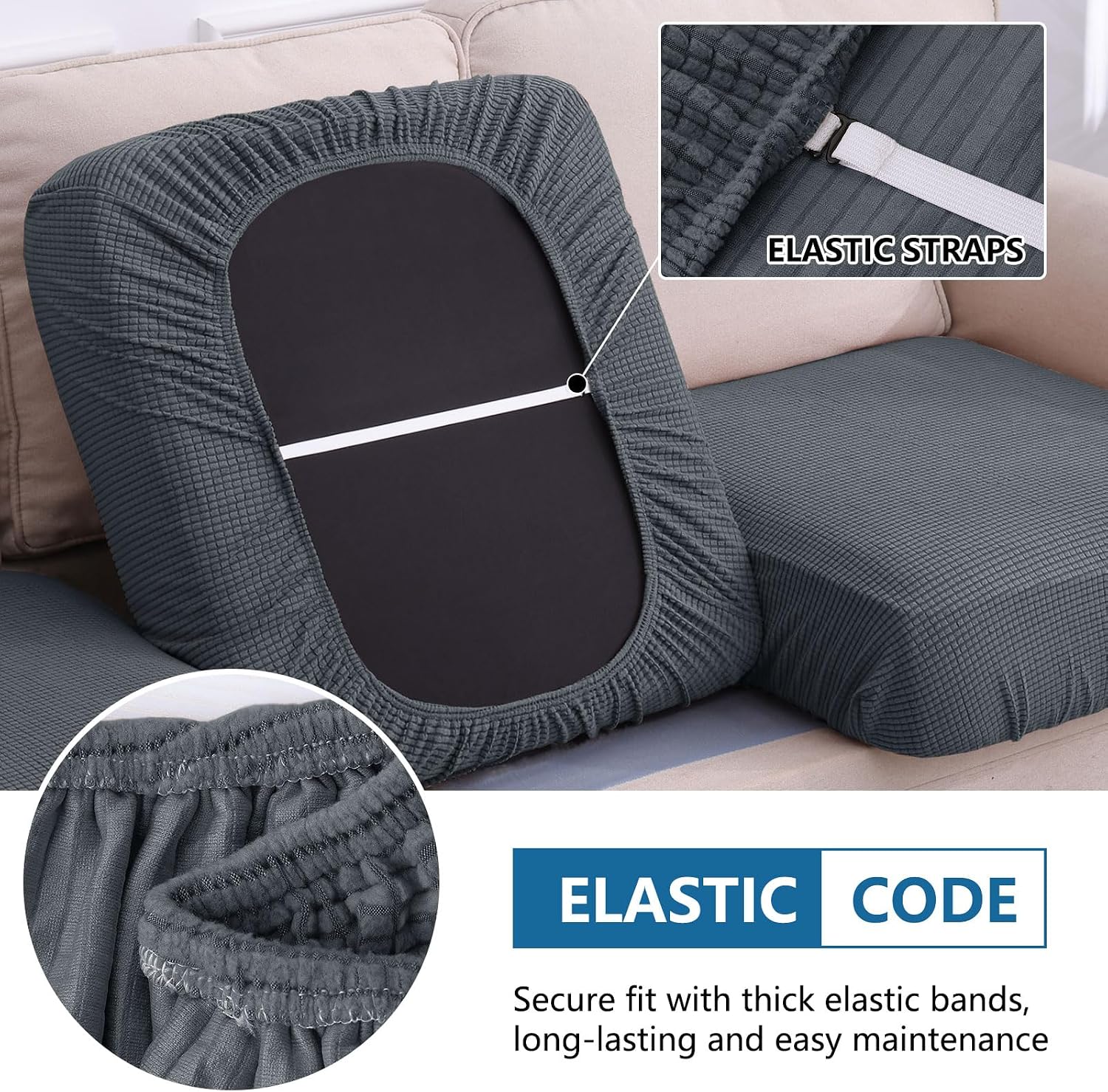 Detalle 2 de hyha Waterproof Couch Cushion Cover for Pets, Backrest L, Stretch Jacquard
