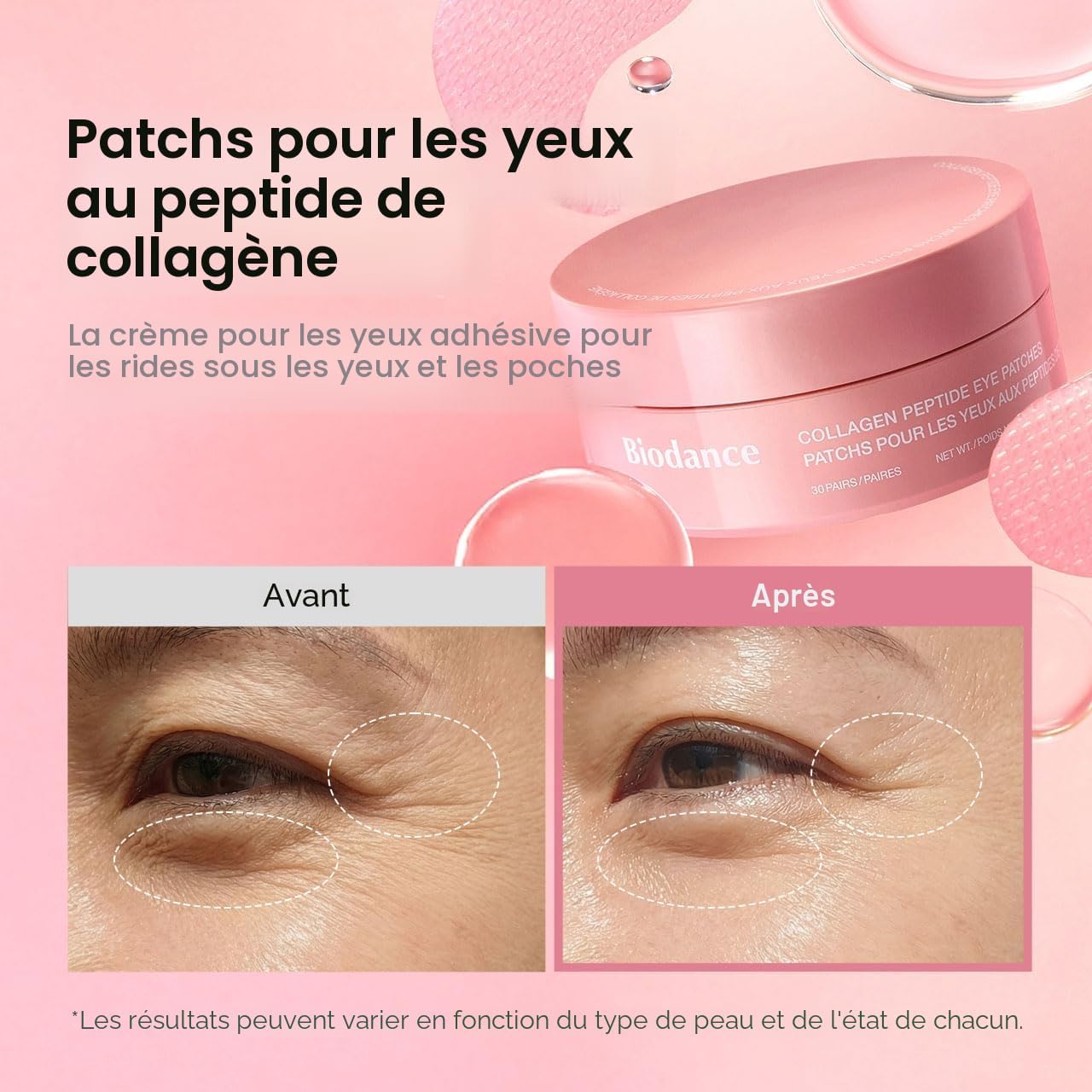 Detalle de BIODANCE Collagen Peptide Eye Patches – Patchs contour des yeux anti-rides (60 unités)