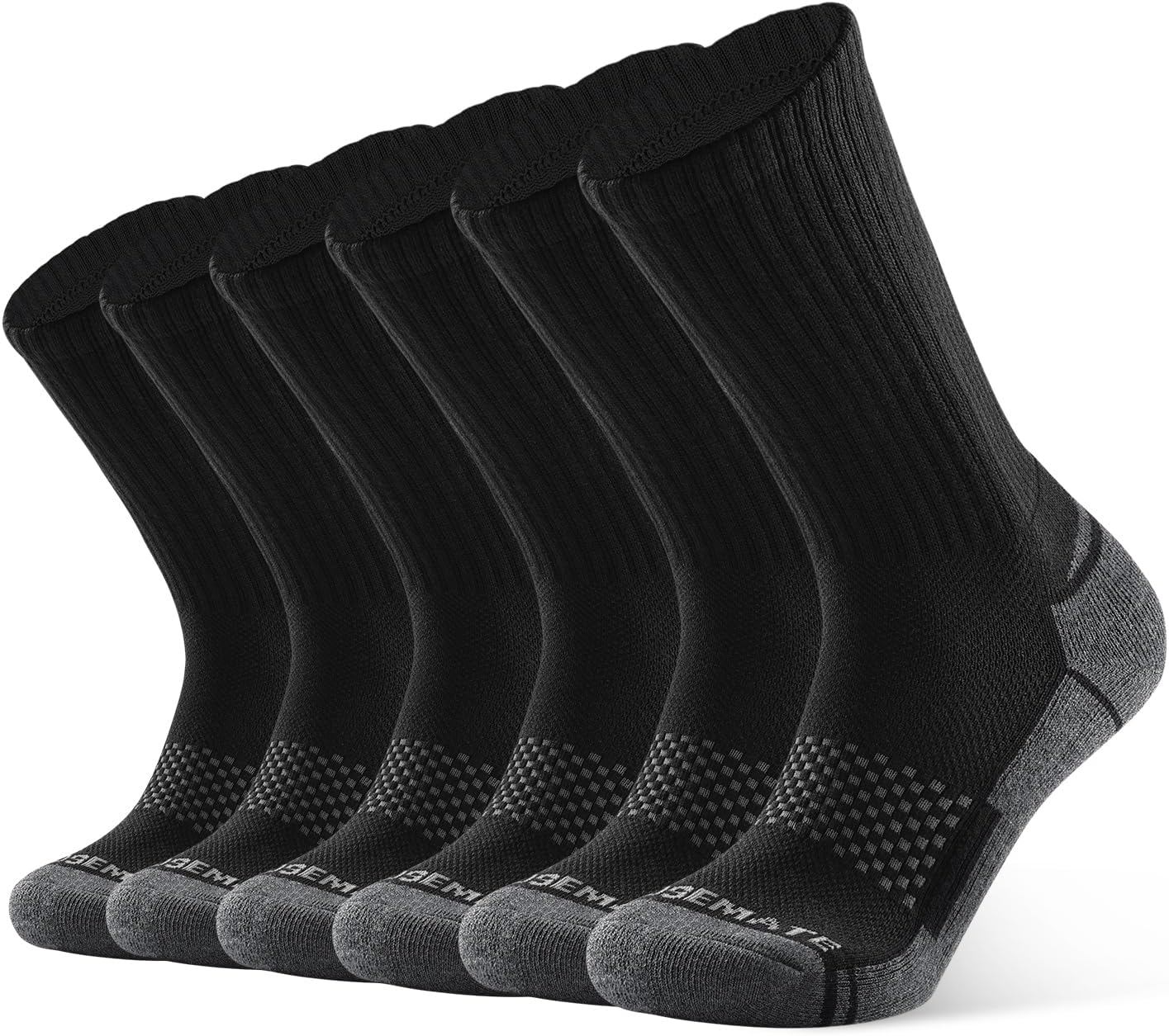 Detalle de CLOSEMATE CT08 Men's Cushioned Crew Socks, 6 Pairs, Cotton Blend