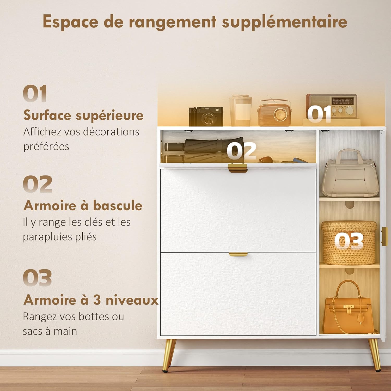 Thumbnail 6 de HOMCOM Meuble à Chaussures 12 Paires – Armoire étroite blanche