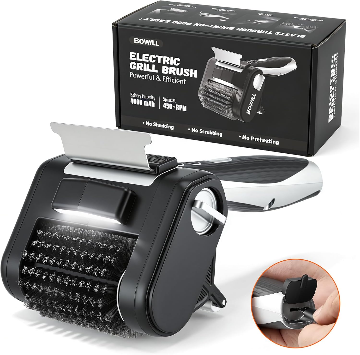 Detalle de VeftBltrem 0GZ4SA0000001 elektrische grillborstel met led en 4000 mAh