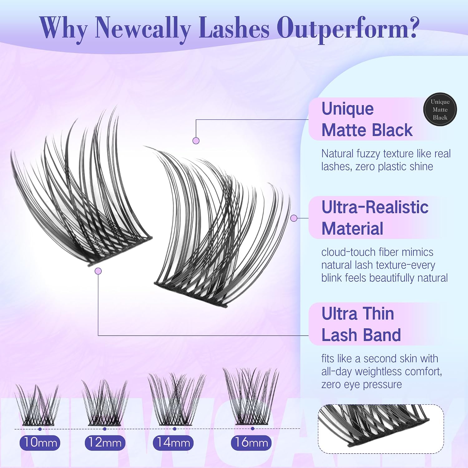 Thumbnail 4 de Newcally Lash Clusters Kit Wispy Natural: DIY C-Curl Extensions (10–16mm) for at-Home Salon Looks