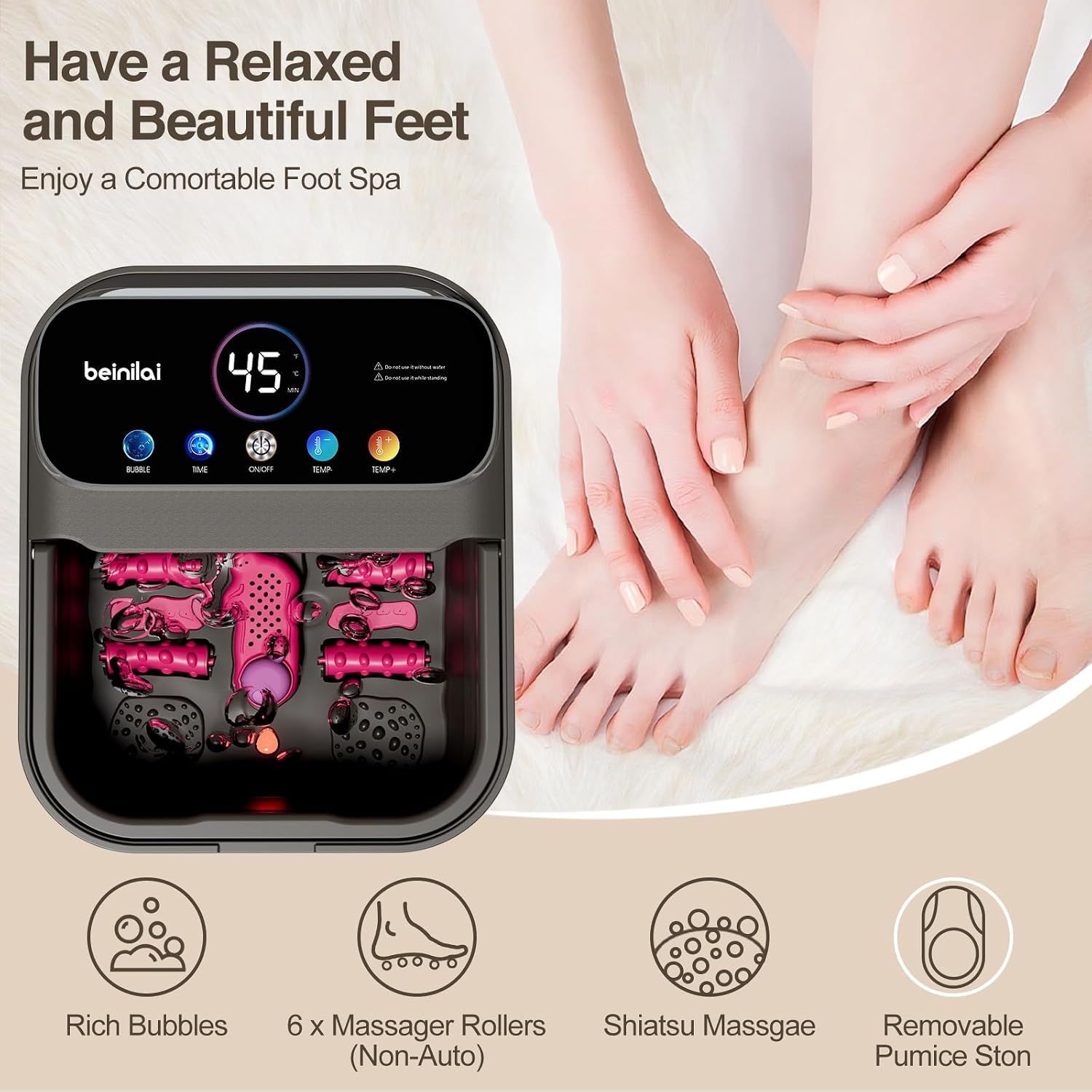 Thumbnail 3 de Beinilai foot spa bath with bubbles, 48°C