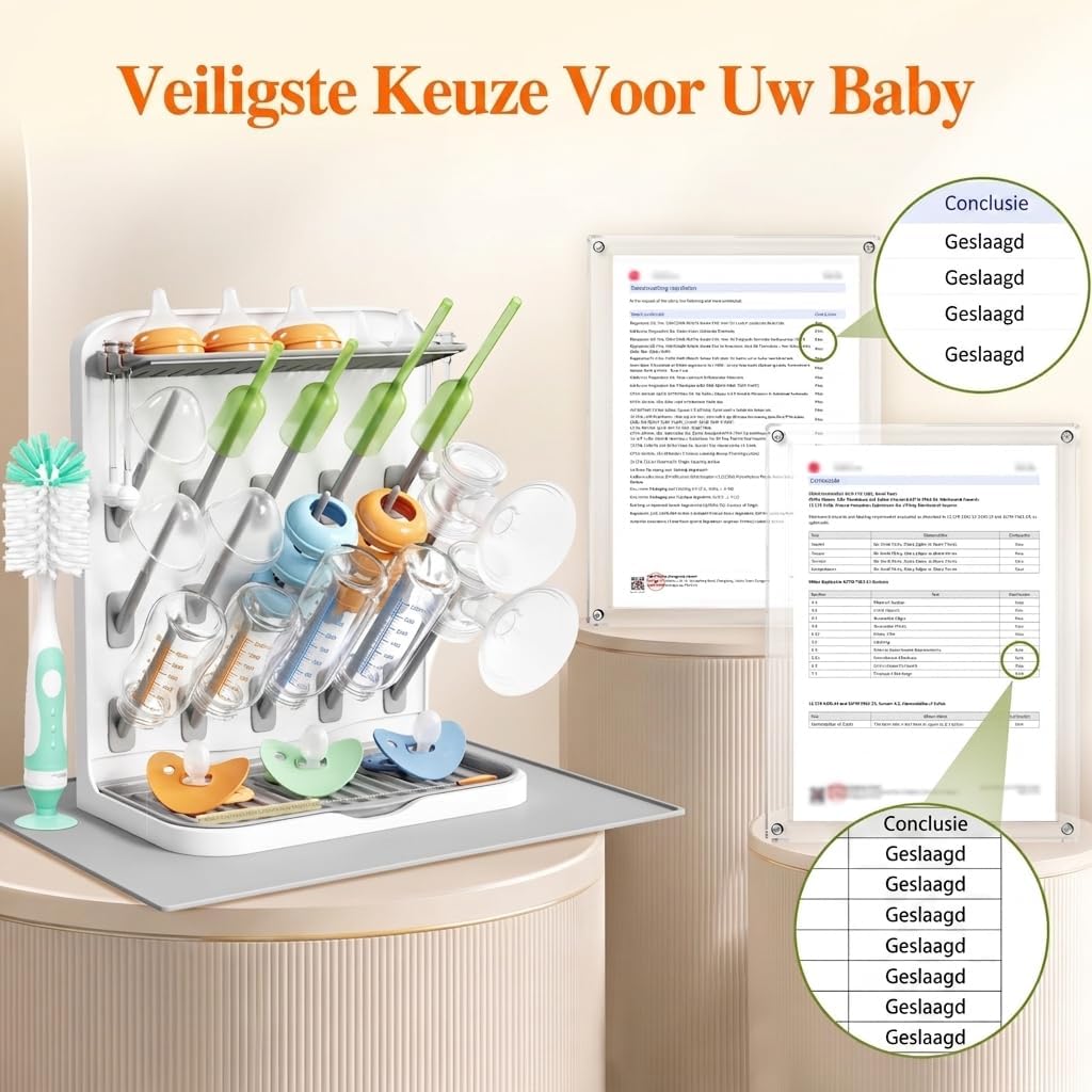 Detalle de Lifewit 24445 flessendroogrek met 15 pennen, lekbak en droogmat