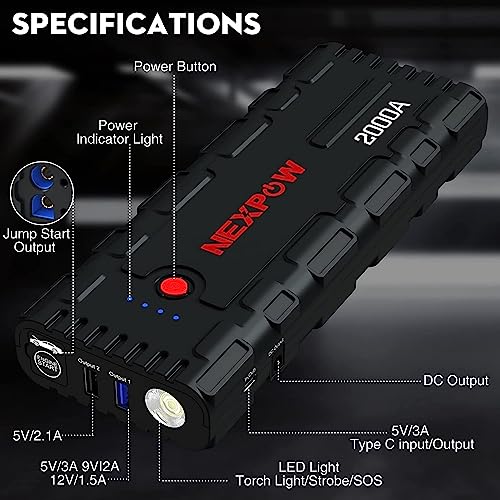 Thumbnail 5 de NEXPOW Starthilfe Powerbank 2000A Spitzenstrom 🚗