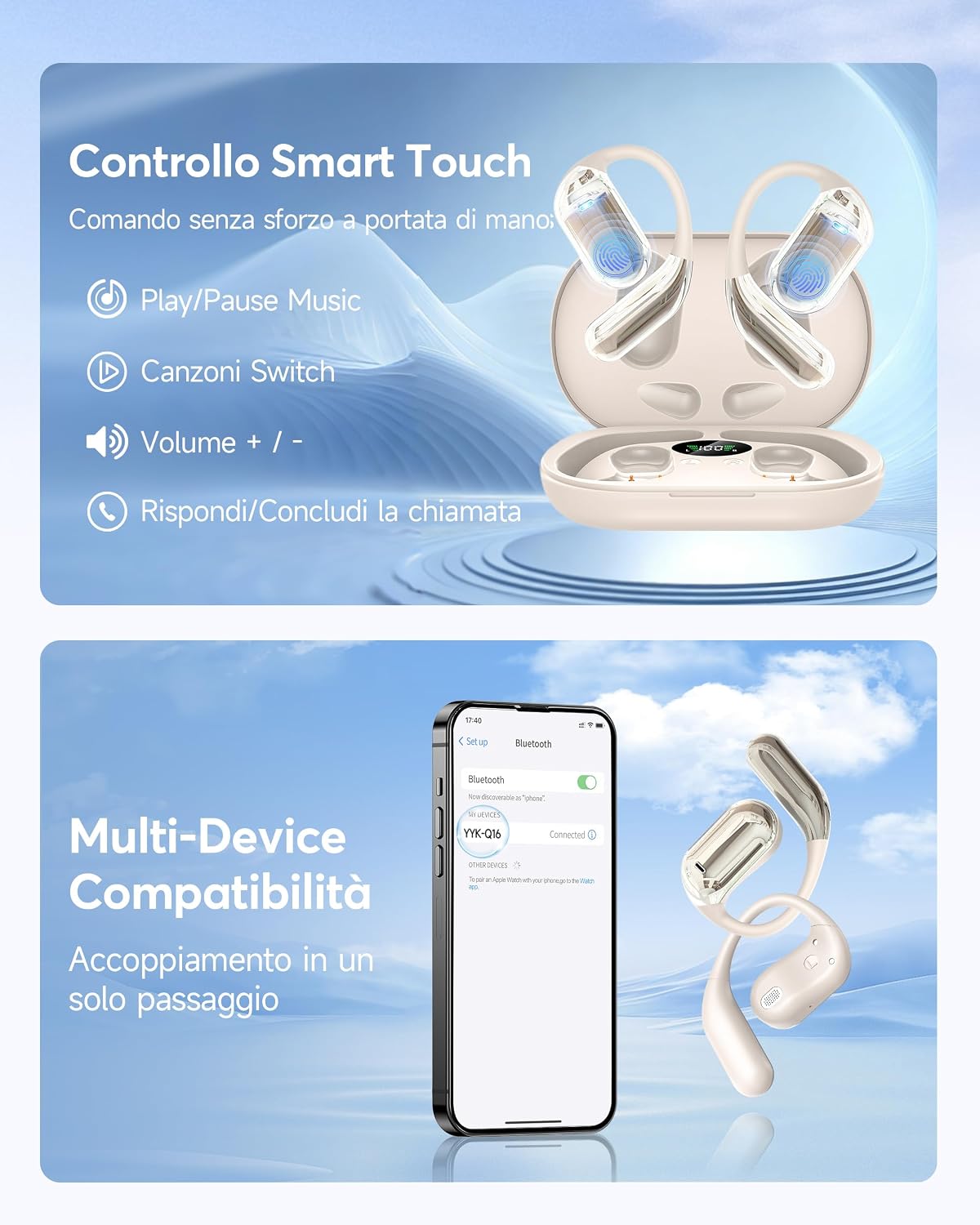 Thumbnail 6 de Cuffie Bluetooth Auricolari 5.4 Open Ear Sport: comfort e autonomia fino a 50 ore