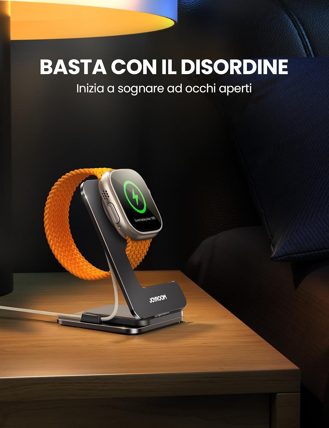 Detalle de JOYROOM Stazione di ricarica pieghevole per Apple Watch S11/S10/S9/S8/S7/S6/S5/SE (3/2/1) e Ultra 3/Ultra 2/Ultra 1 – Supporto nero