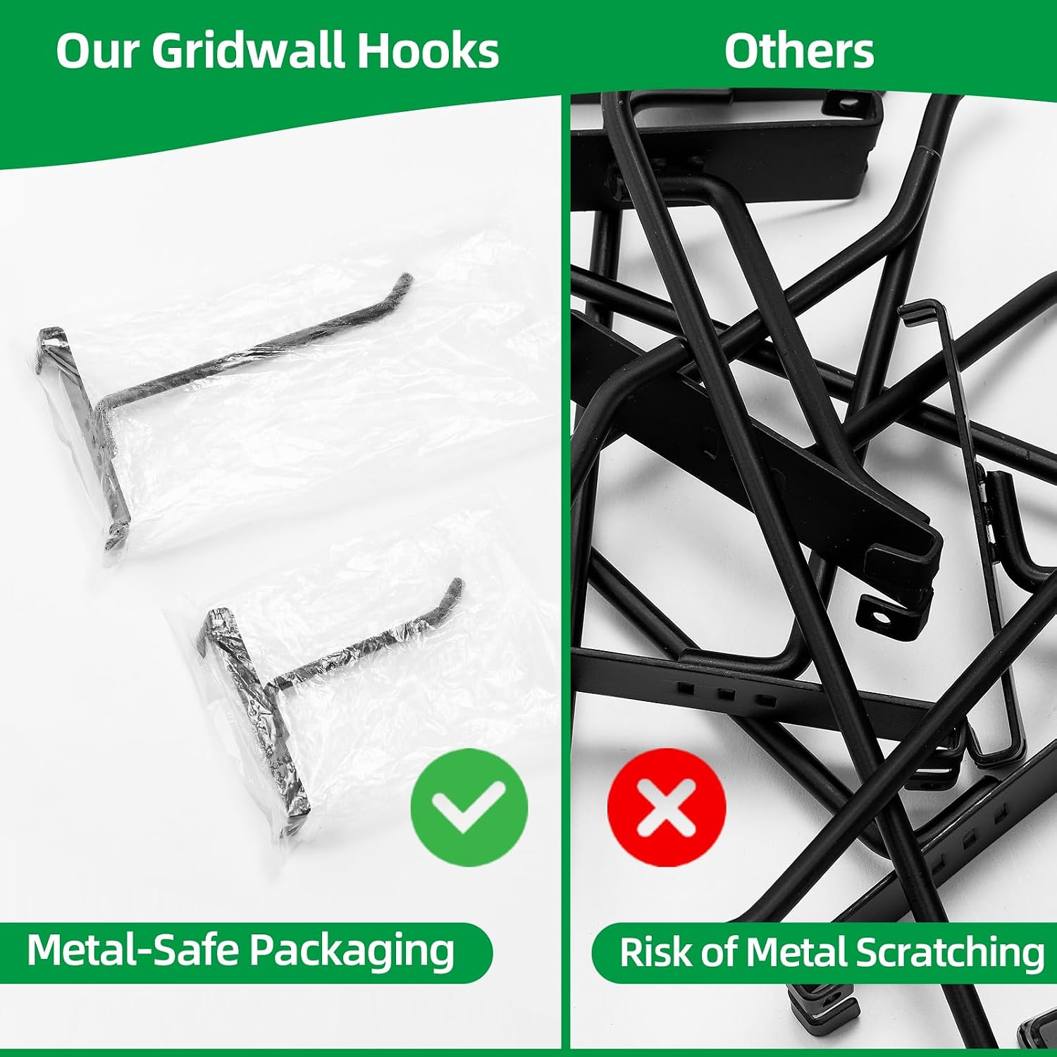 Detalle de PYBTOOL Gridwall Hooks, 6-Inch Black Metal Hooks, 40-Pack