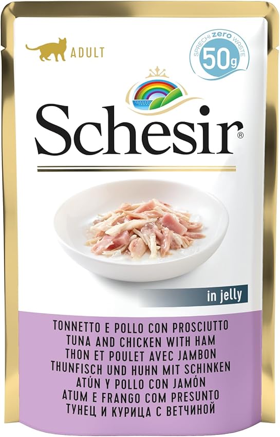 Detalle de Schesir Cat Jelly Tuna with Chicken & Ham 30 x 50 g 🐱