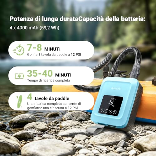Detalle de CooSpo Pompa elettrica verticale per SUP: gonfiaggio ad alta pressione fino a 20 psi