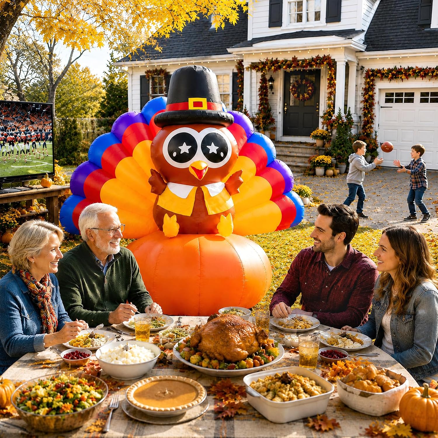 Thumbnail 5 de Thanksgiving Inflatable Turkey Decoration, 6.5 ft