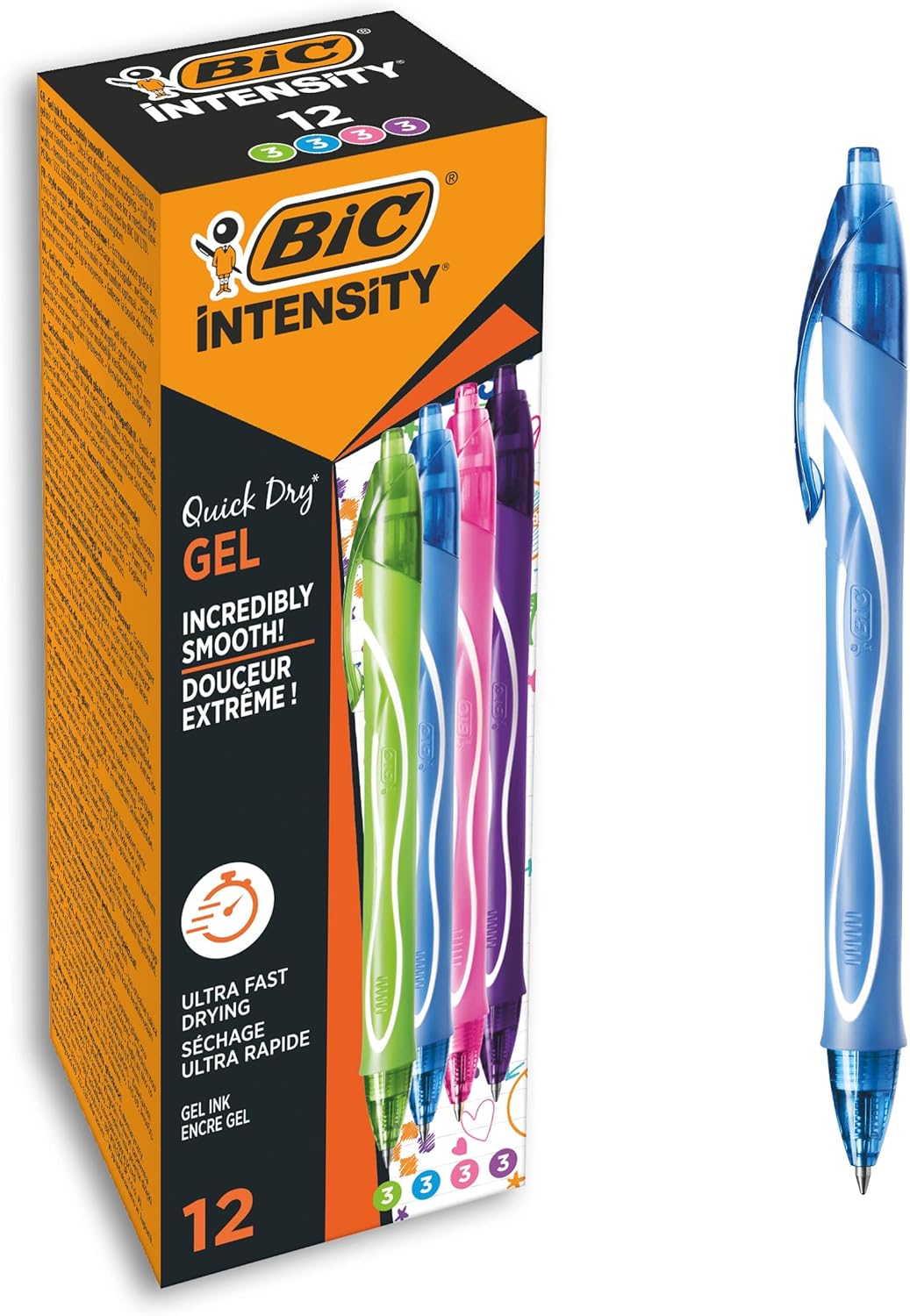 Detalle de BIC Intensity Quick Dry, Penne Gel Colorate 0,7 mm – 12 Unità