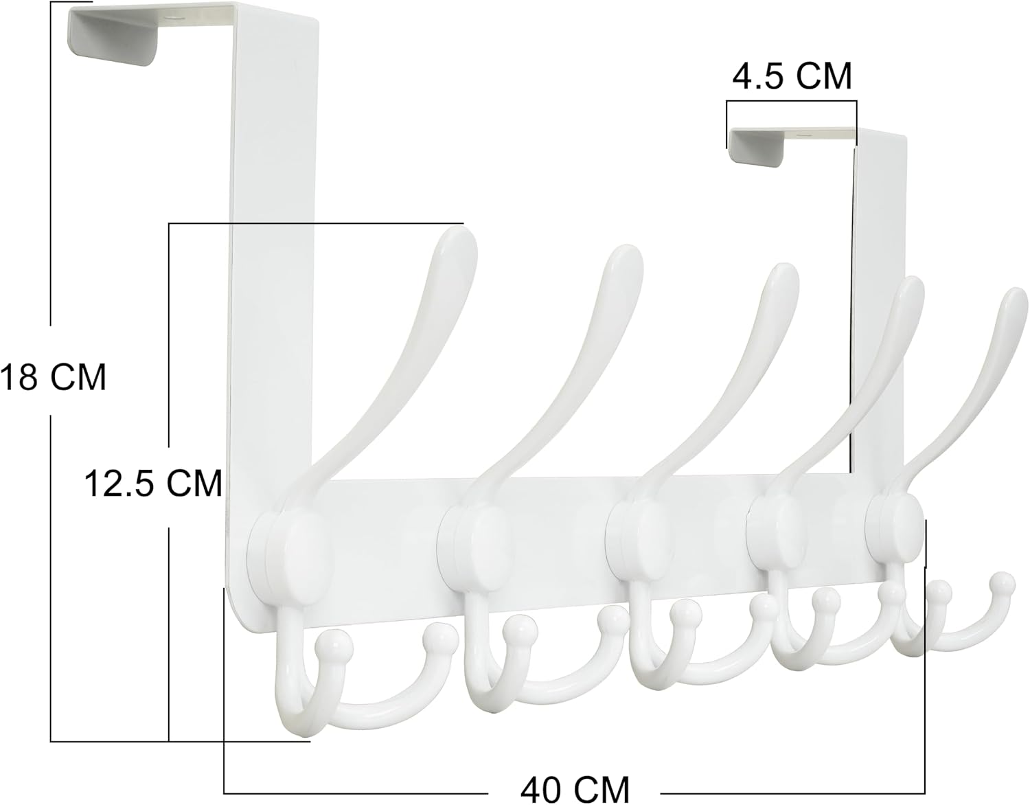 Thumbnail 6 de HONSKY Over Door Hook – Stylish 5 Triple Hooks (White) door towel rack