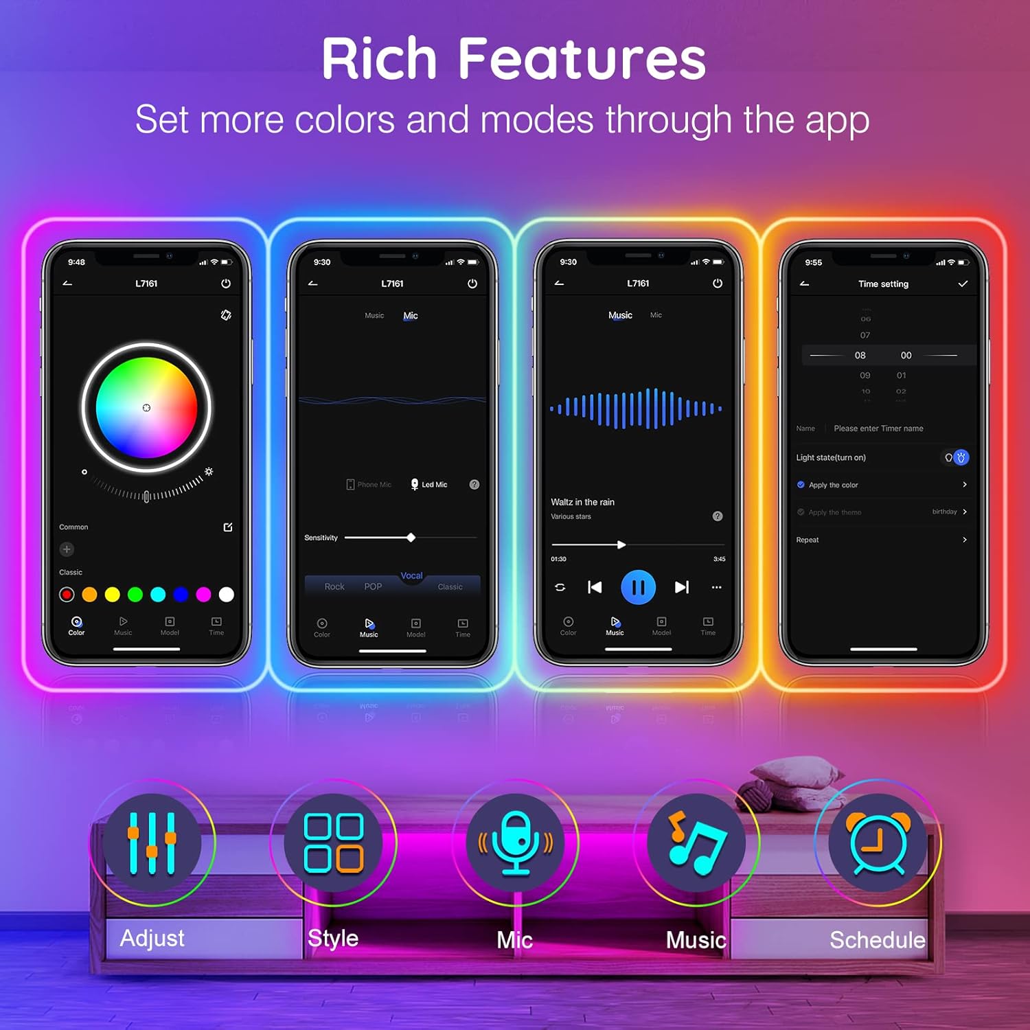 Detalle de AILBTON 30m Flexible LED Rope Lights with App/Remote, Music Sync and IP65 RGB Neon Strip