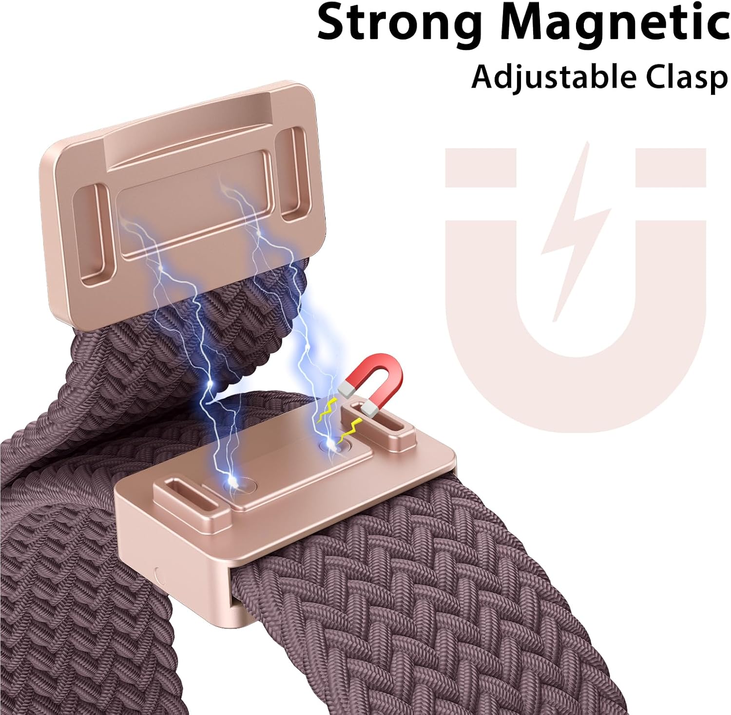 Thumbnail 2 de Higgs braided magnetic strap for Fitbit Versa 4 / Versa 3 / Sense 2 / Sense (nylon elastic replacement band)