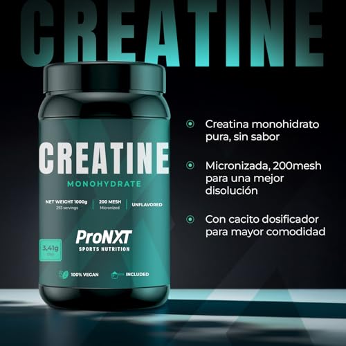 Detalle de ProNXT Creatina Monohidrato 1000g (200 Mesh) de ProNatural Pharma — Micronizada, 293 Dosis