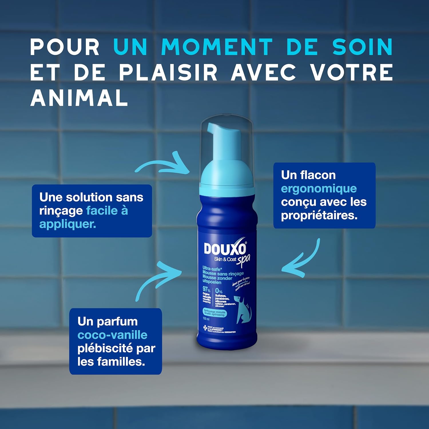 Detalle de DOUXO Skin & Coat Spa Ultra-Safe Mousse sans rinçage pour Chiens – 150 ML