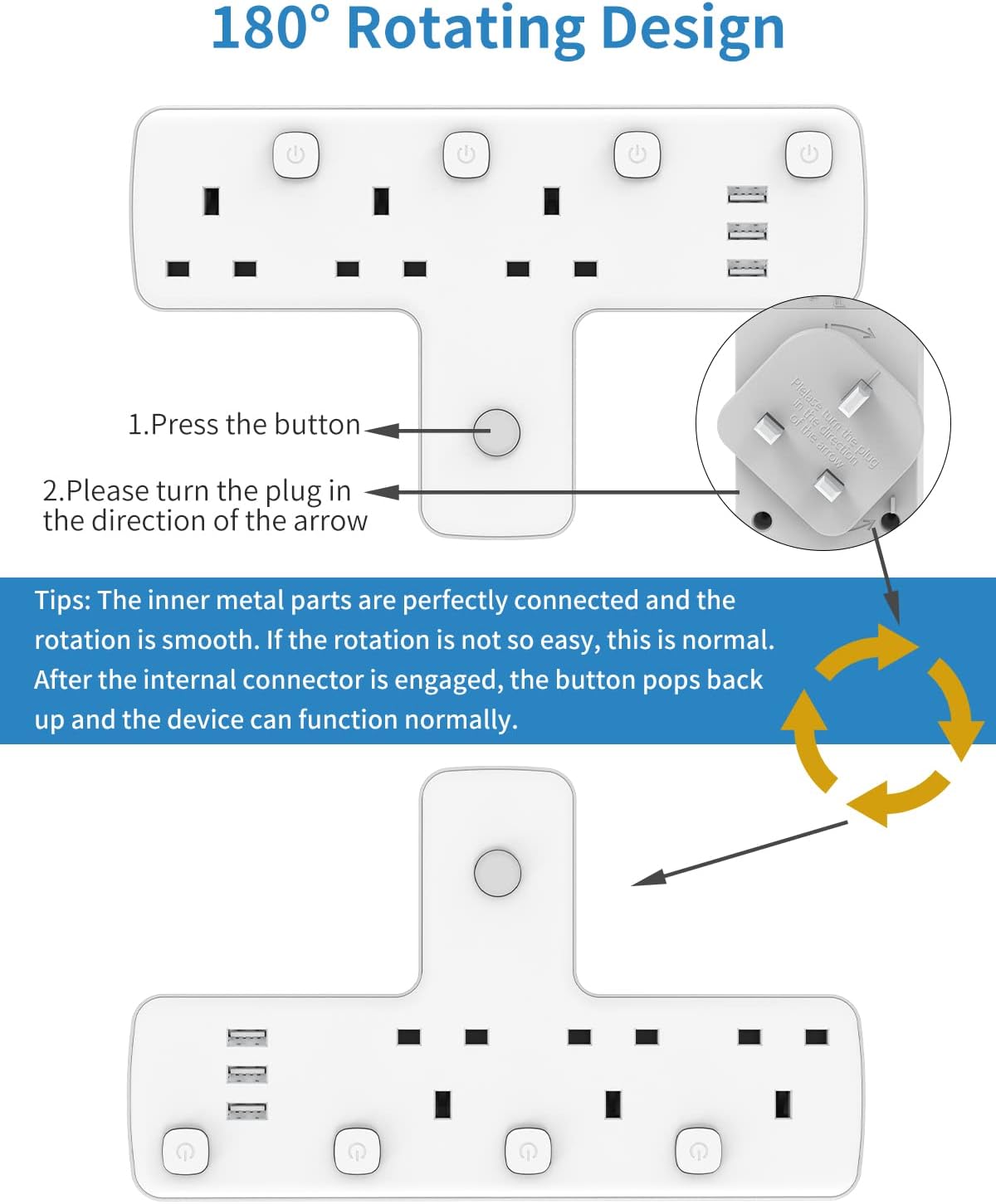 Thumbnail 4 de Mscien 3 Way Extension Plug with USBs