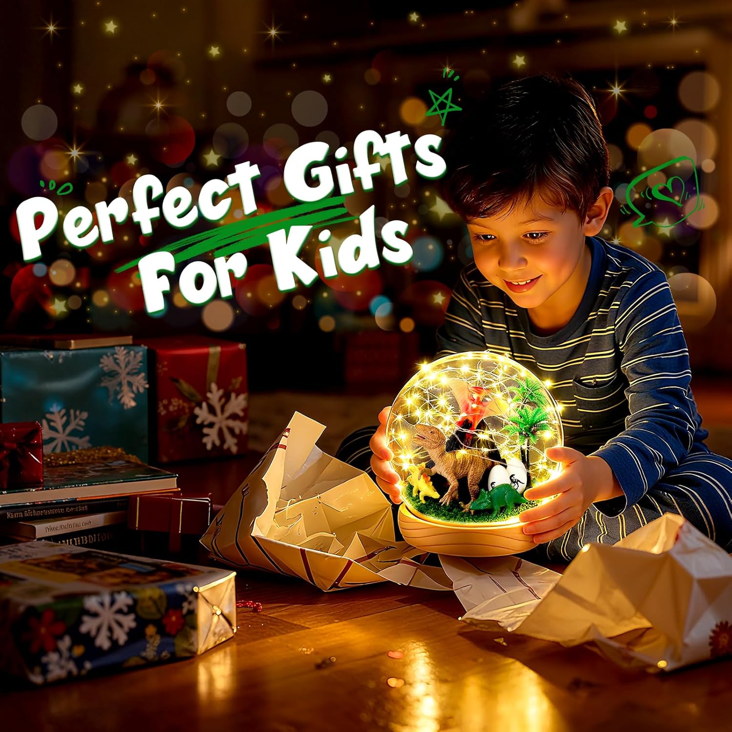 Thumbnail 6 de HappyGoLucky DIY Bastelset für Kinder – personalisierbares Nachtlicht mit Holzsockel und Dinosauriern