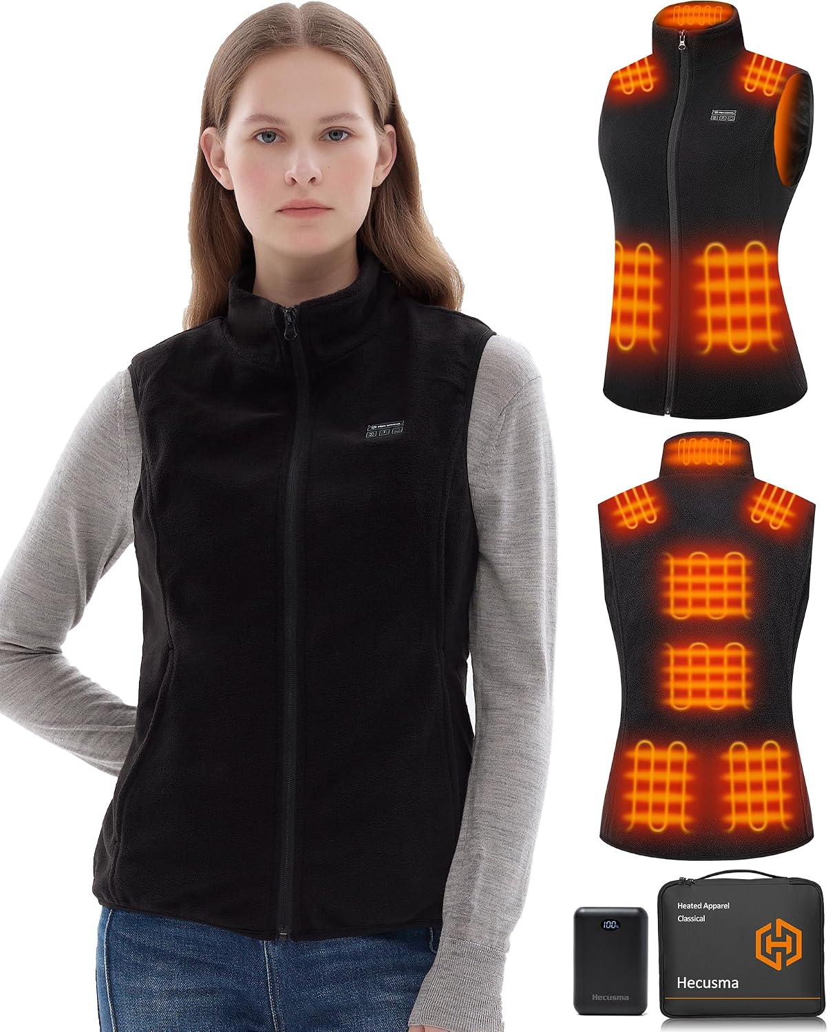 Detalle de Hecusma Fleece Heated Vest Women 16000mAh battery