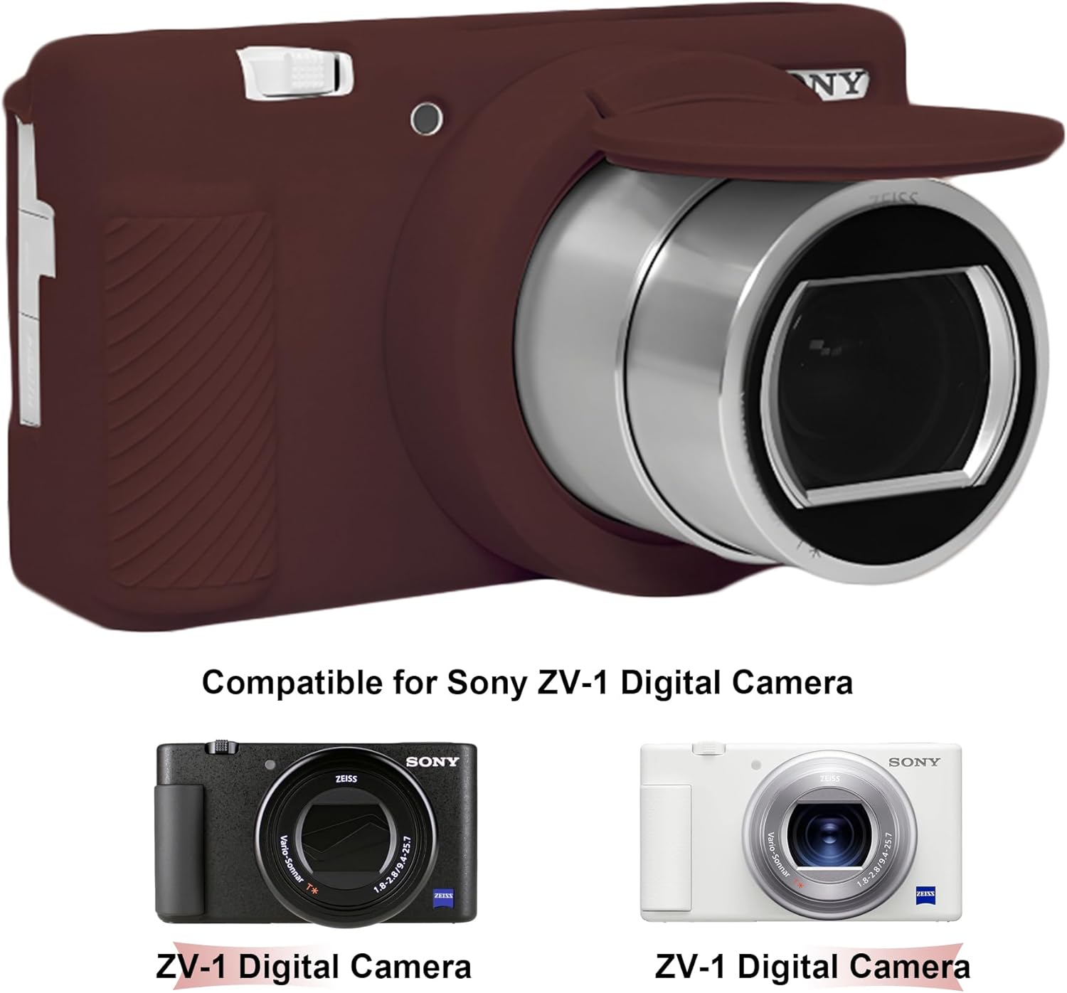 Thumbnail 1 de BOVKE Soft Camera Case for Sony ZV-1 (silicone cover with removable lens cover) – Brown