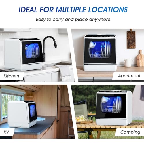 Detalle de AIRMSEN Mini Table Top Dishwasher - Upgraded 6 Programs