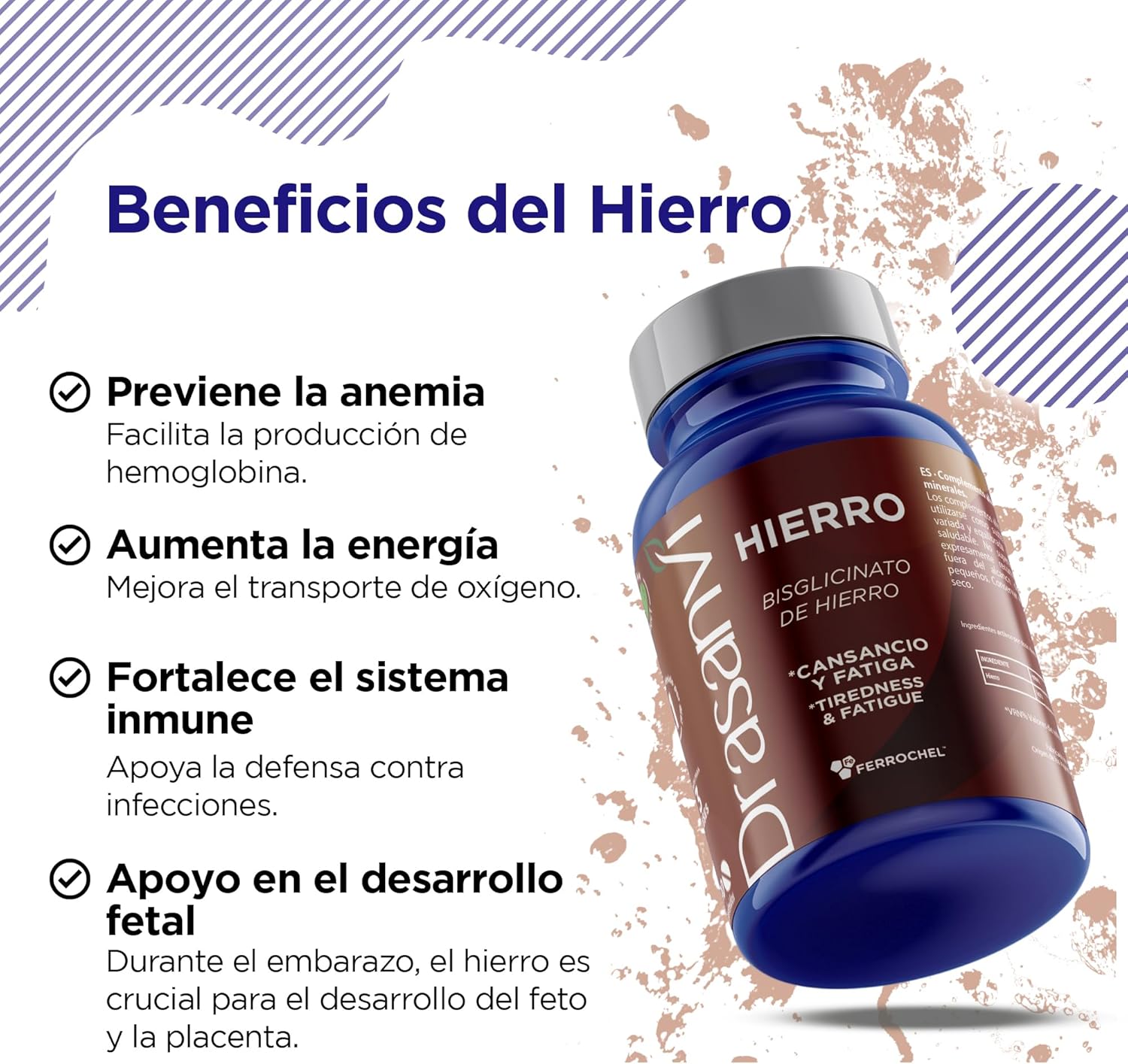 Thumbnail 3 de Drasanvi Ferrochel Bisglicinato de Hierro 💊 90 comprimidos