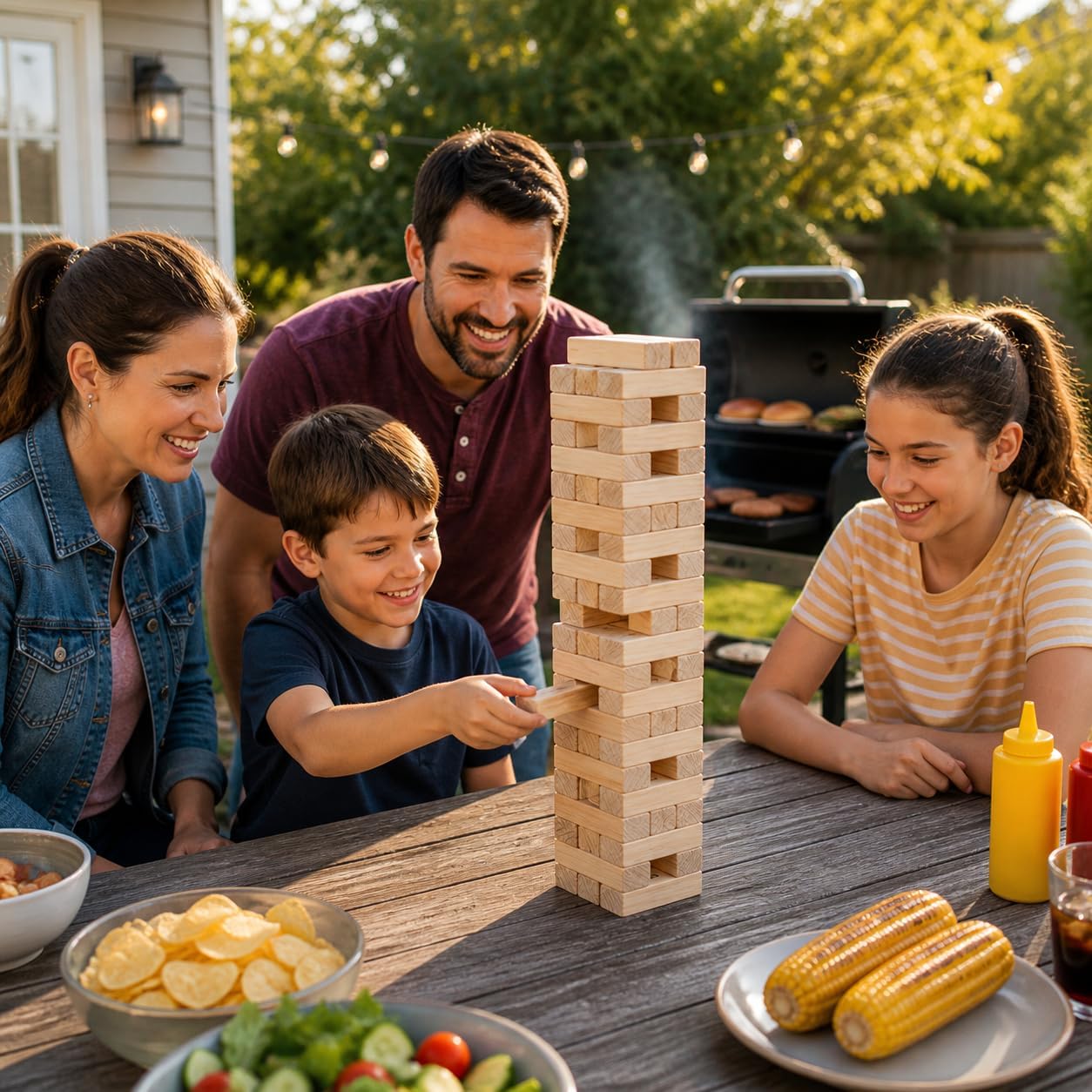 Detalle de Giantville Giant Tumbling Timber Toy (STEAM-Credited) — 56-Piece Premium Pine Block Tower Game w/ Carry Bag