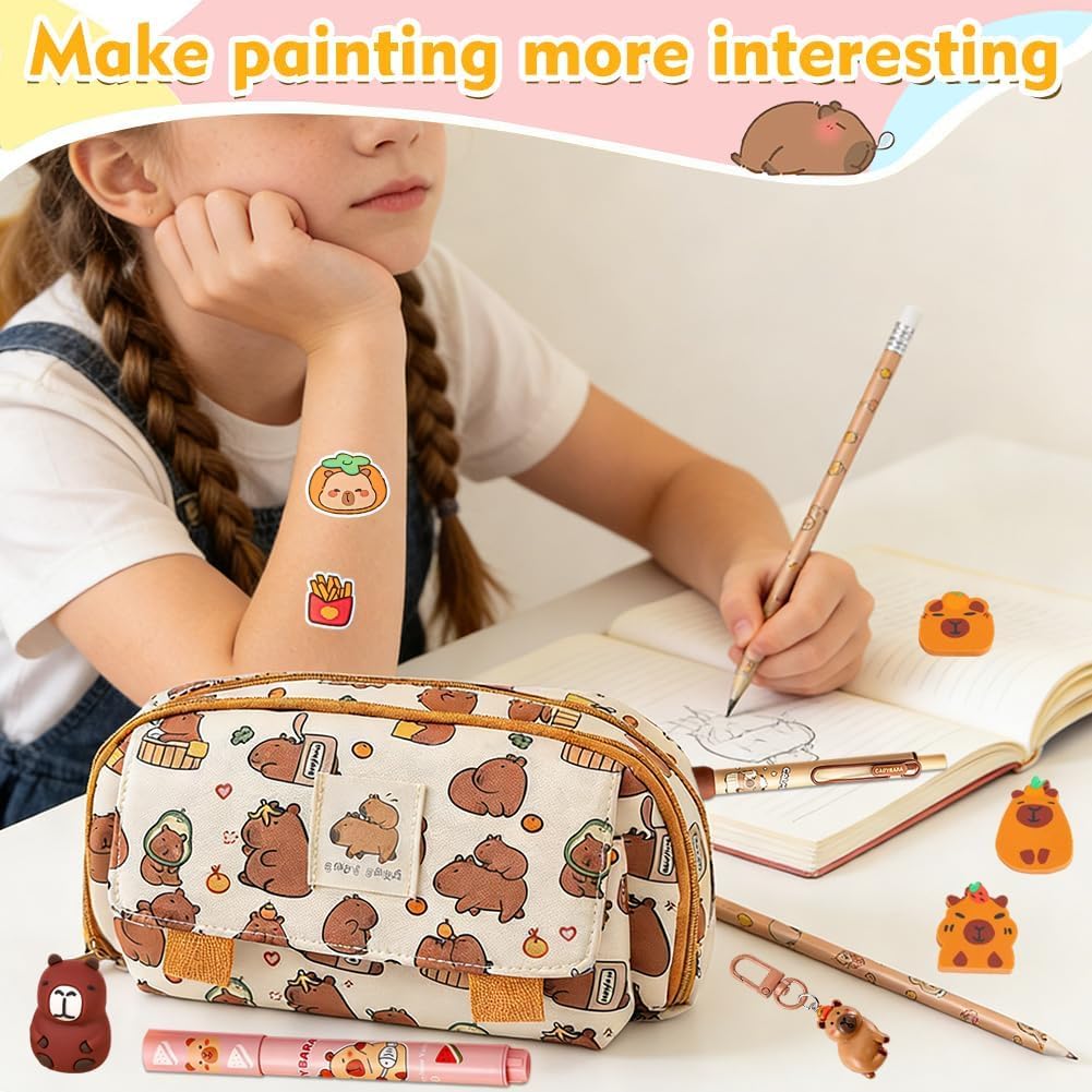 Thumbnail 6 de Capybara Pencil Case: 74Pcs Stationery Gift Set for School, Office and Creative Projects