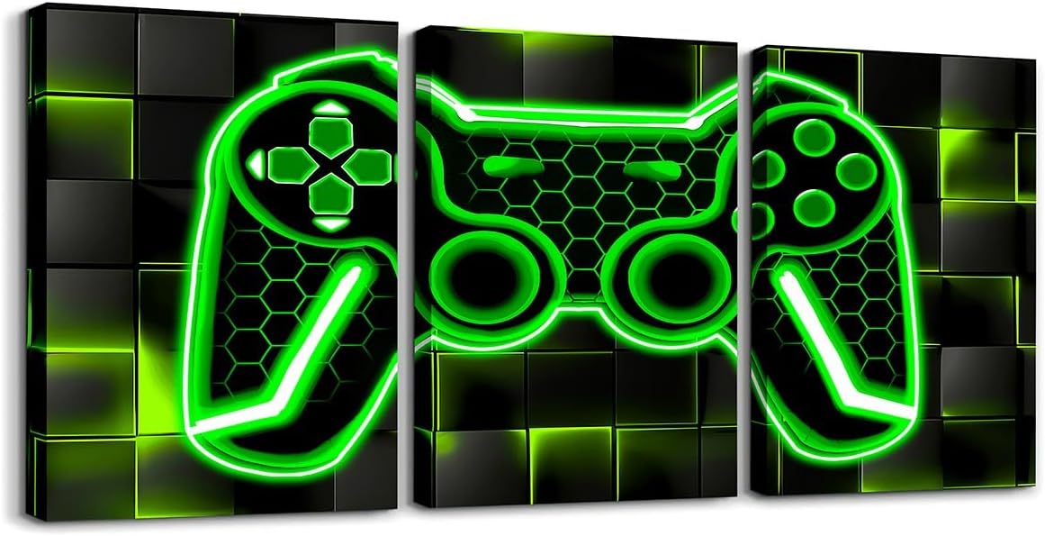 Thumbnail 6 de Loussiesd Gamer 3er Poster Set – Wohnzimmer Rot & Schwarz, Geometrische Leinwandbilder (3× 30x40 cm)