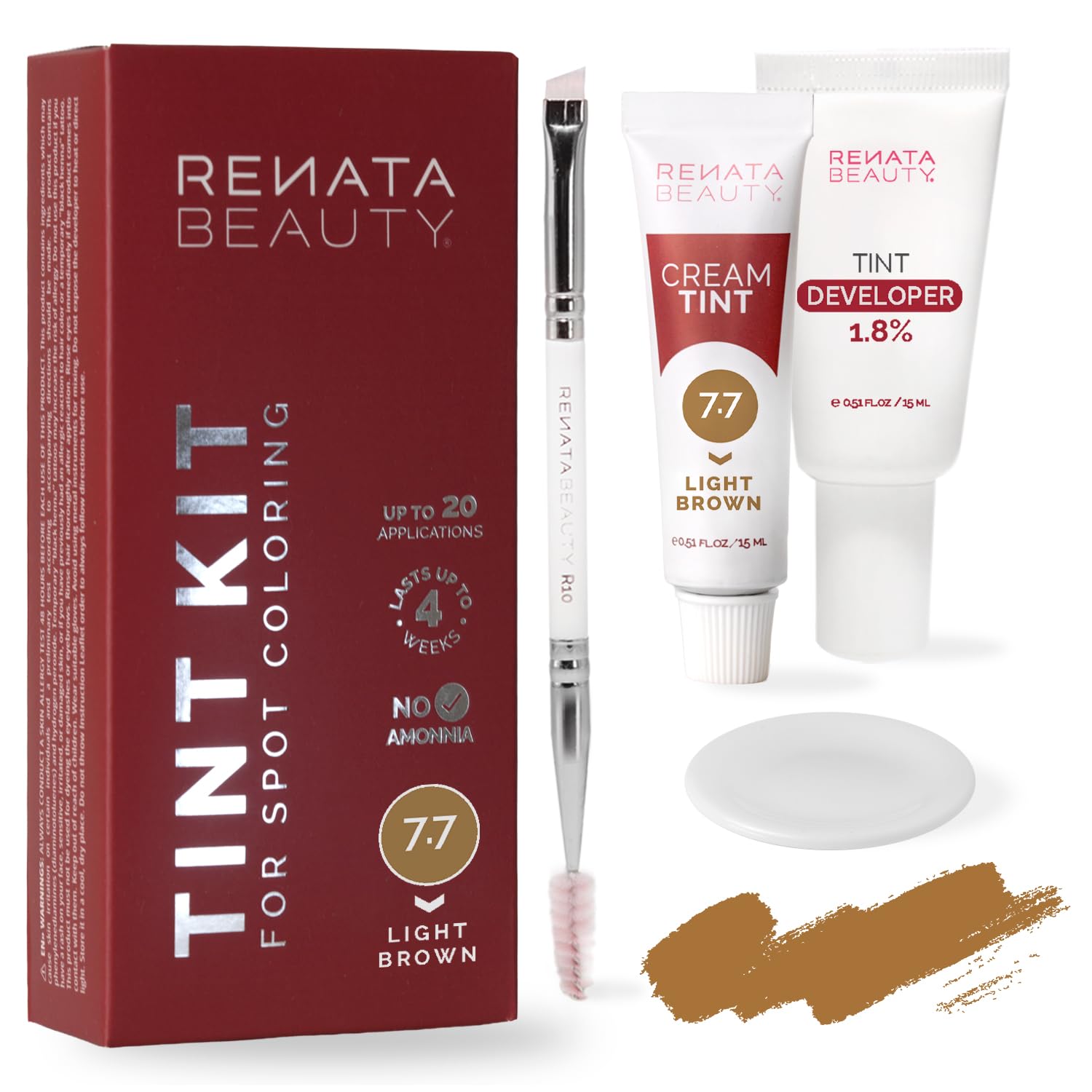 Detalle de RB Renata Beauty Tint Kit (Light Brown) — Cream Hair Dye for Spot Coloring, Gray Coverage & Up to 4 Weeks