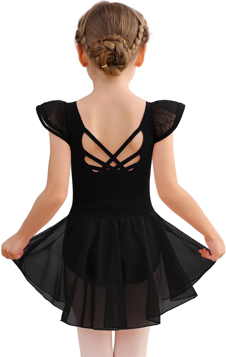 Detalle de MdnMd Girls' Ballet Leotard with Skirt, Cotton-Lycra Blend