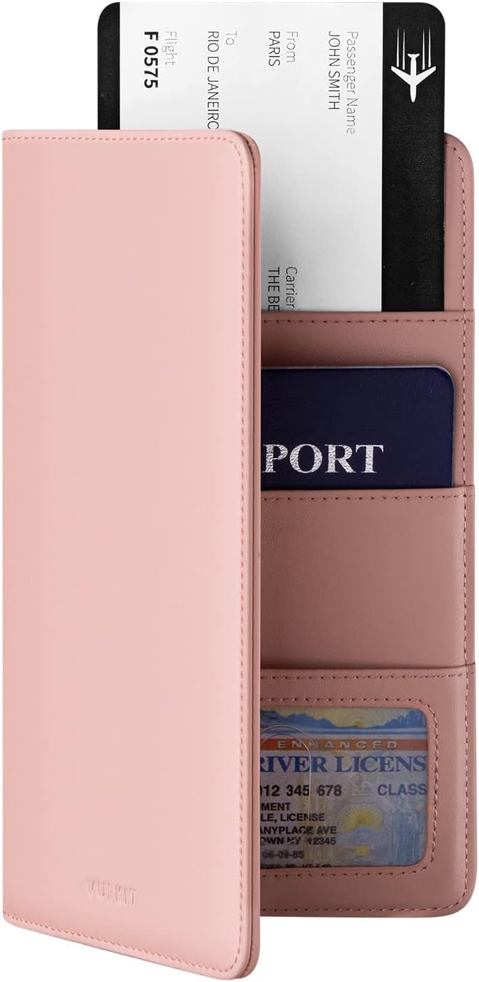Detalle de VULKIT Passport Holder Travel Wallet — Leather RFID-Blocking Travel Organizer