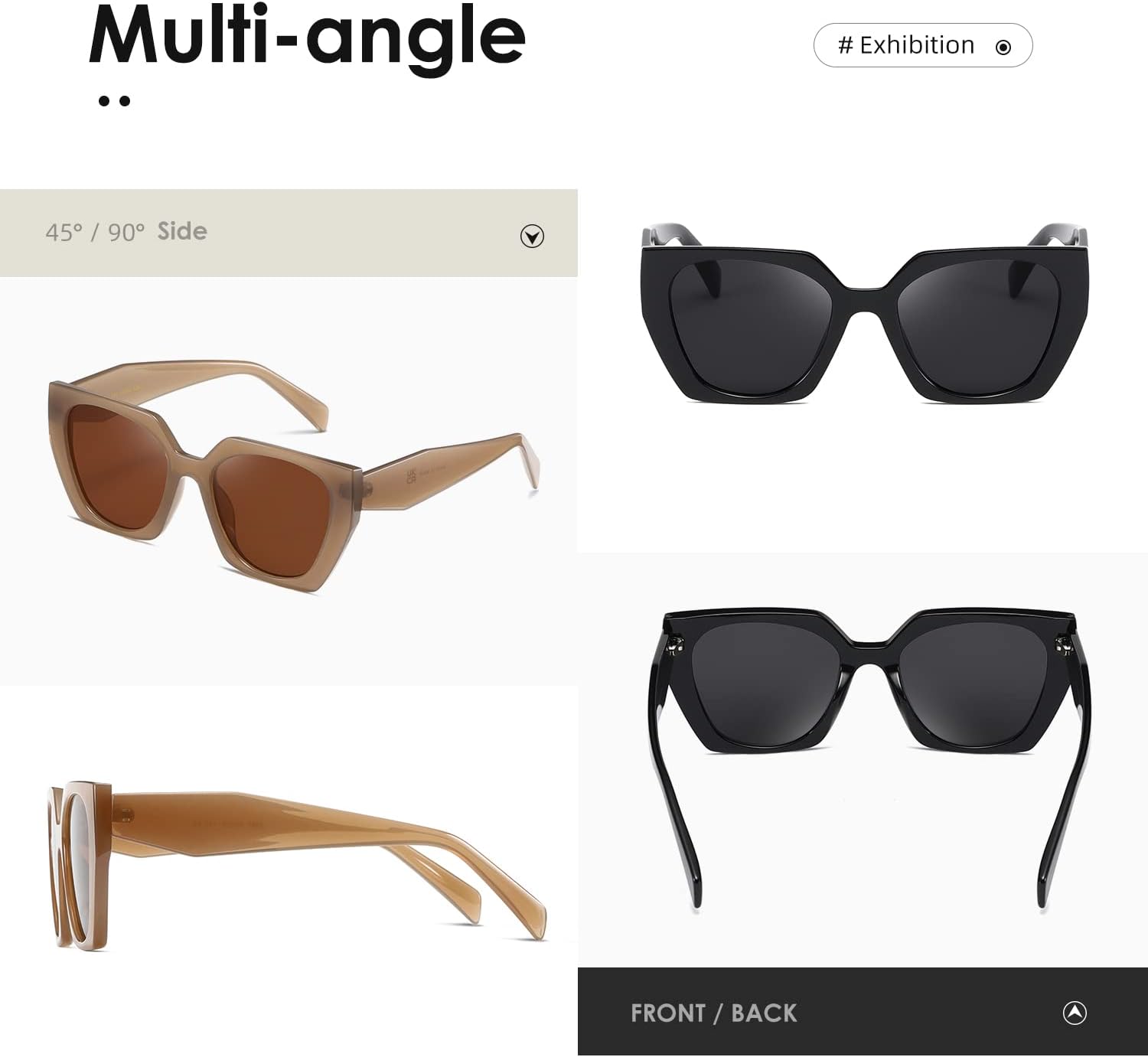 Detalle de Kimorn Sunglasses for Women & Men K1354: Vintage Retro Oversize Square Frames with UV400 Protection