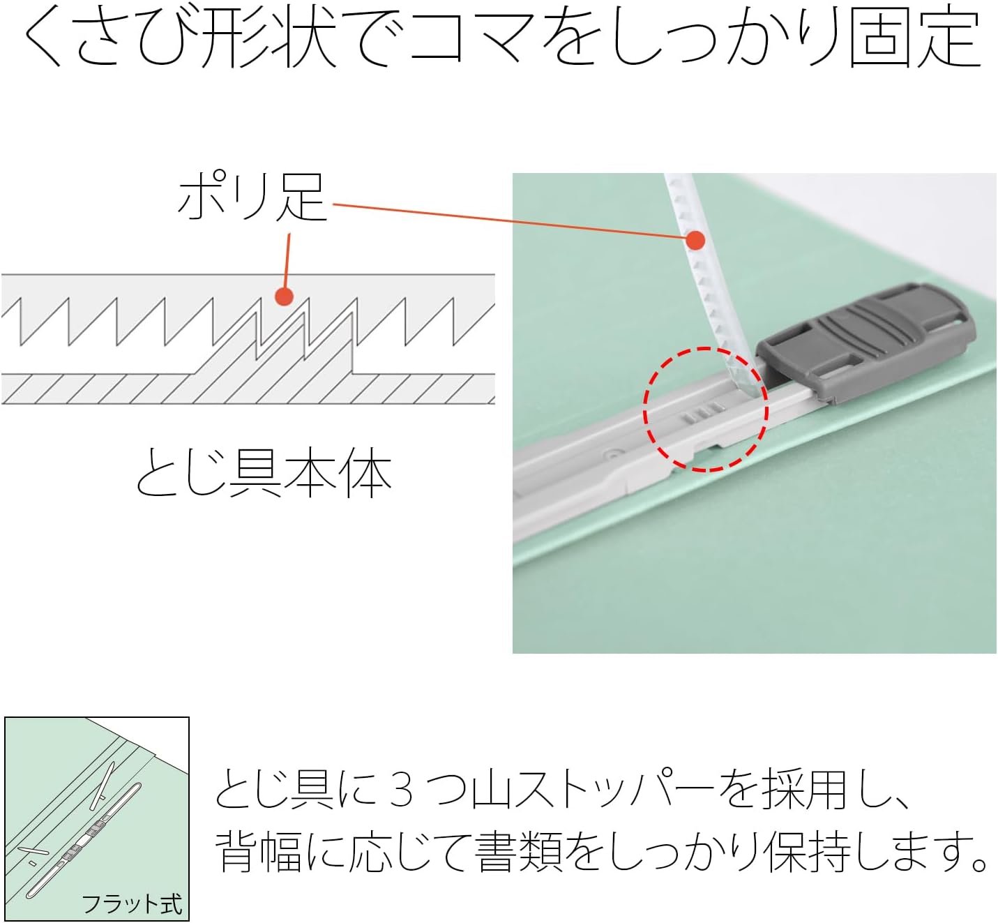Detalle 2 de プラス NO.051N フラットファイル B6縦 ブルー 樹脂製とじ具・180枚収容・10冊