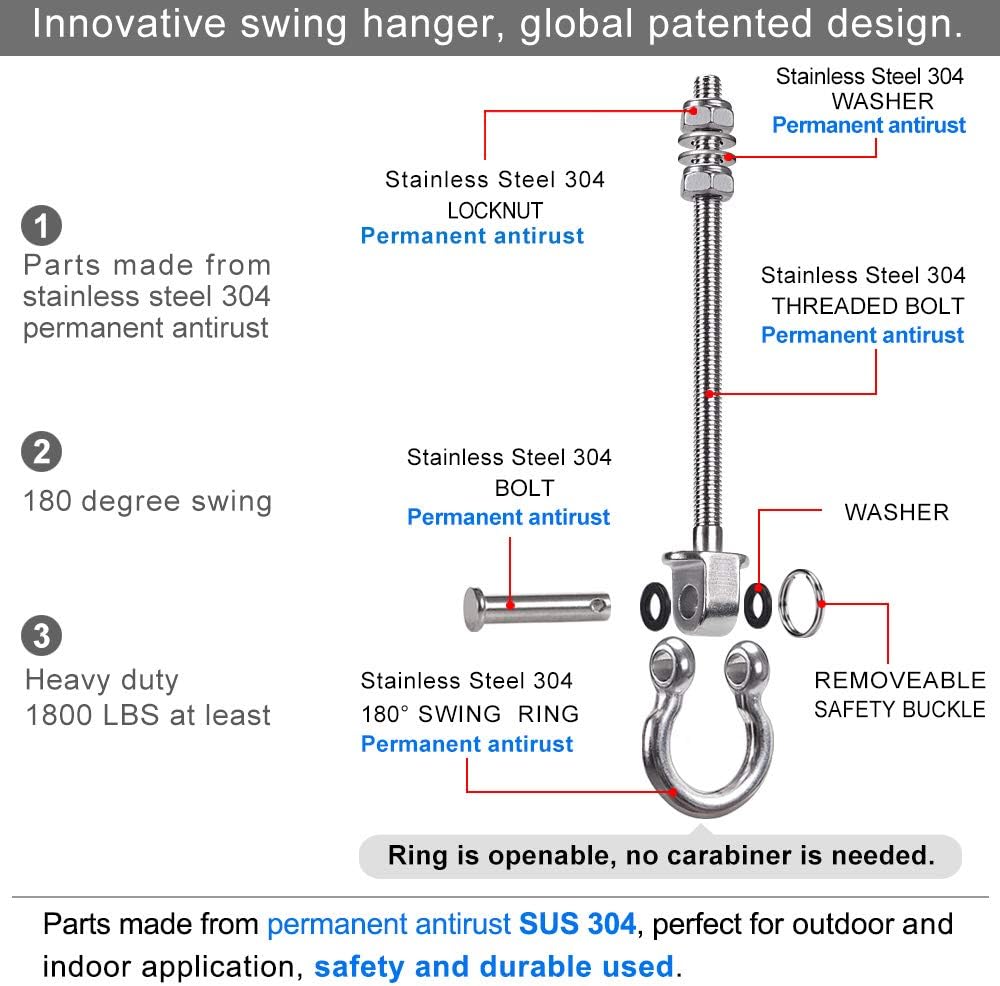 Detalle de BeneLabel 6pcs Swing Hanger – 210mm Heavy Duty Mounting Kit for Ceilings and Beams