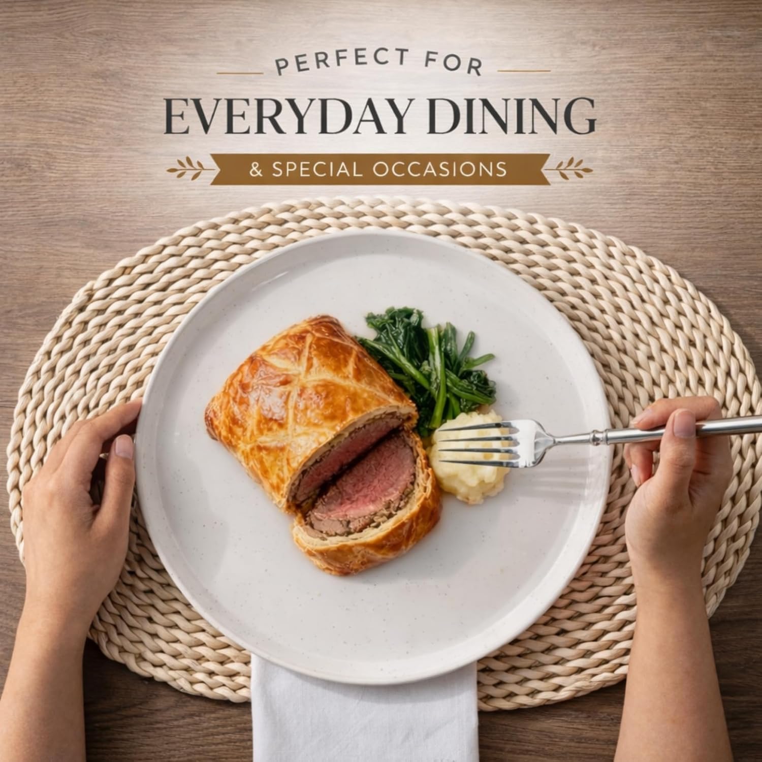 Thumbnail 4 de AmorArc Ceramic Dinnerware Set for 8 (24 Pieces) — Handpainted, Scratch-Resistant Stoneware with Rustic Terracotta Underside