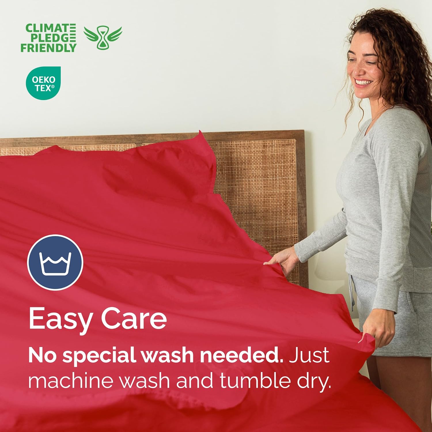 Thumbnail 4 de CGK Unlimited King Size Flat Sheet (Hotel Quality, Red) — Ultra-Soft, Breathable, Cooling & Easy-Care