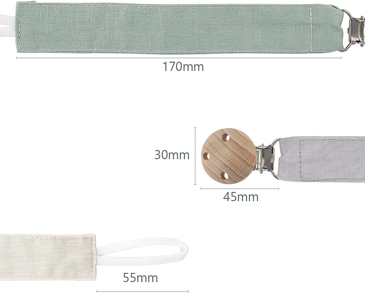 Thumbnail 3 de RUBY 3PCS Attache Tétine Tissu Kit Sucette avec Pince à Tétine en Bois de Hêtre Naturel