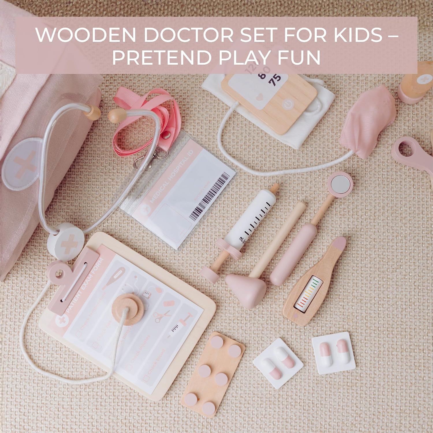 Thumbnail 4 de Wooden Doctor Play Set Complete Pretend Medical Kit