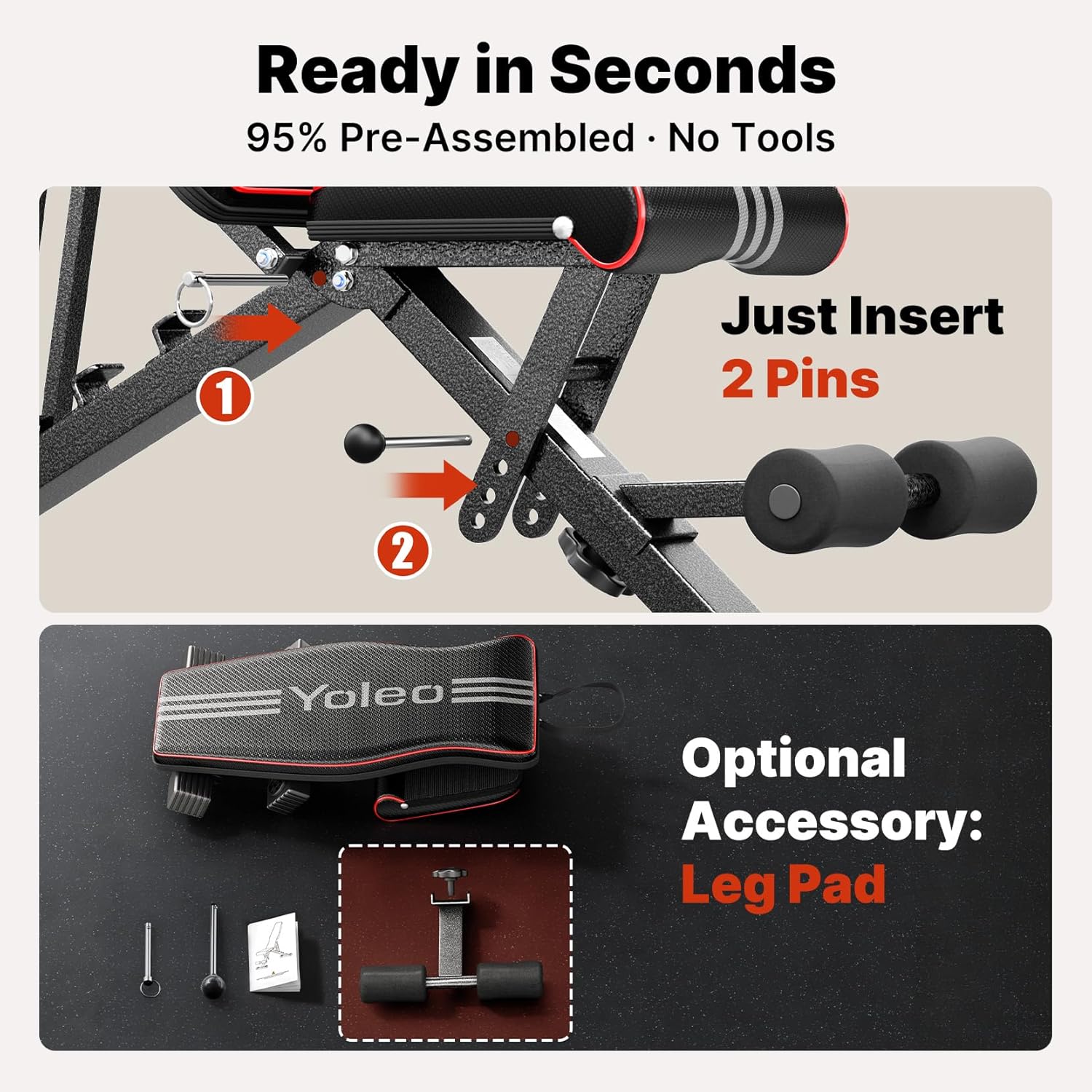 Thumbnail 3 de YOLEO Klappbare Hantelbank 300 kg Trainingsbank 🏋