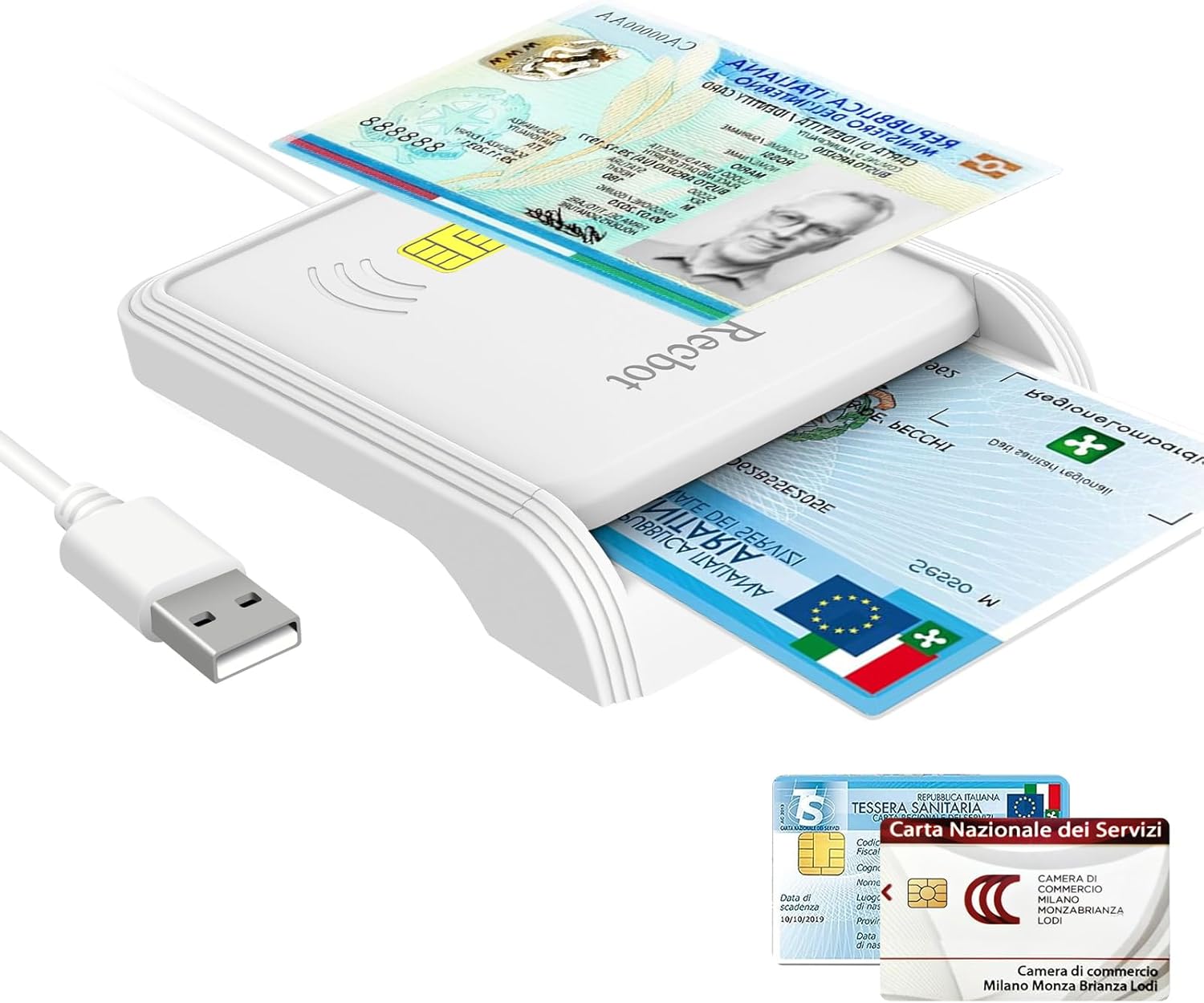 Detalle de Recbot Lettore CIE 3.0: Lettore CIE NFC e Card per firma digitale, compatibile Windows 10/11