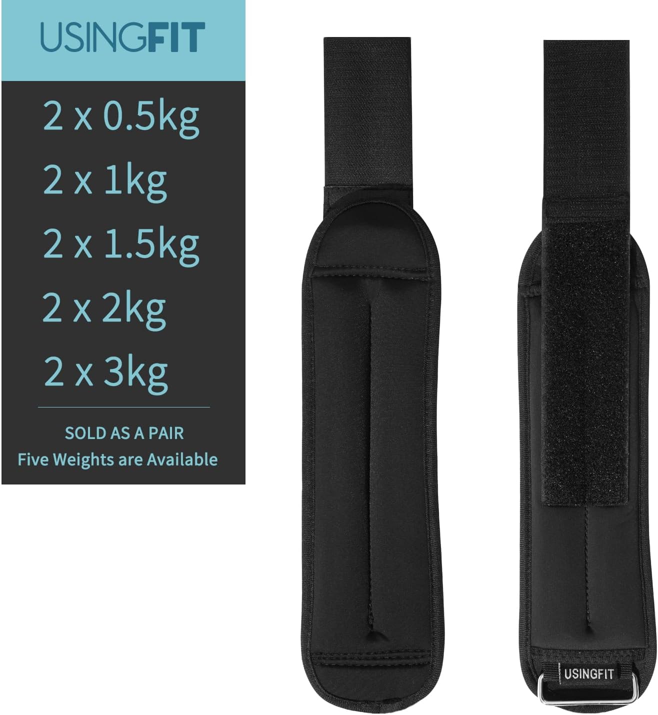 Thumbnail 1 de USINGFIT Ankle Weights Set: 2 Pairs, 0.5–2 kg each, for Ankle and Wrist