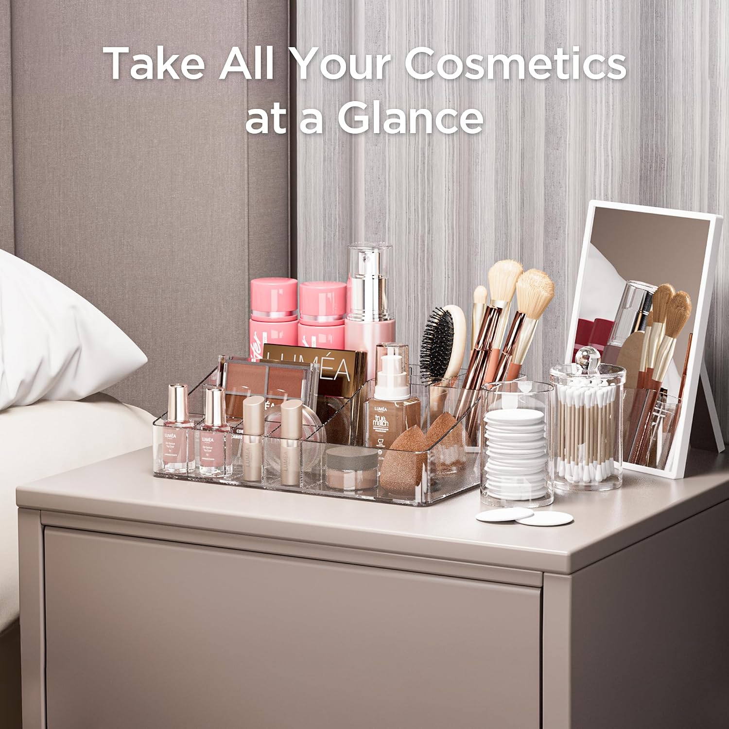 Detalle 2 de DancesCat DC-Cosmetic Organisers Makeup Organiser with 7 Compartments and 2 Drawers