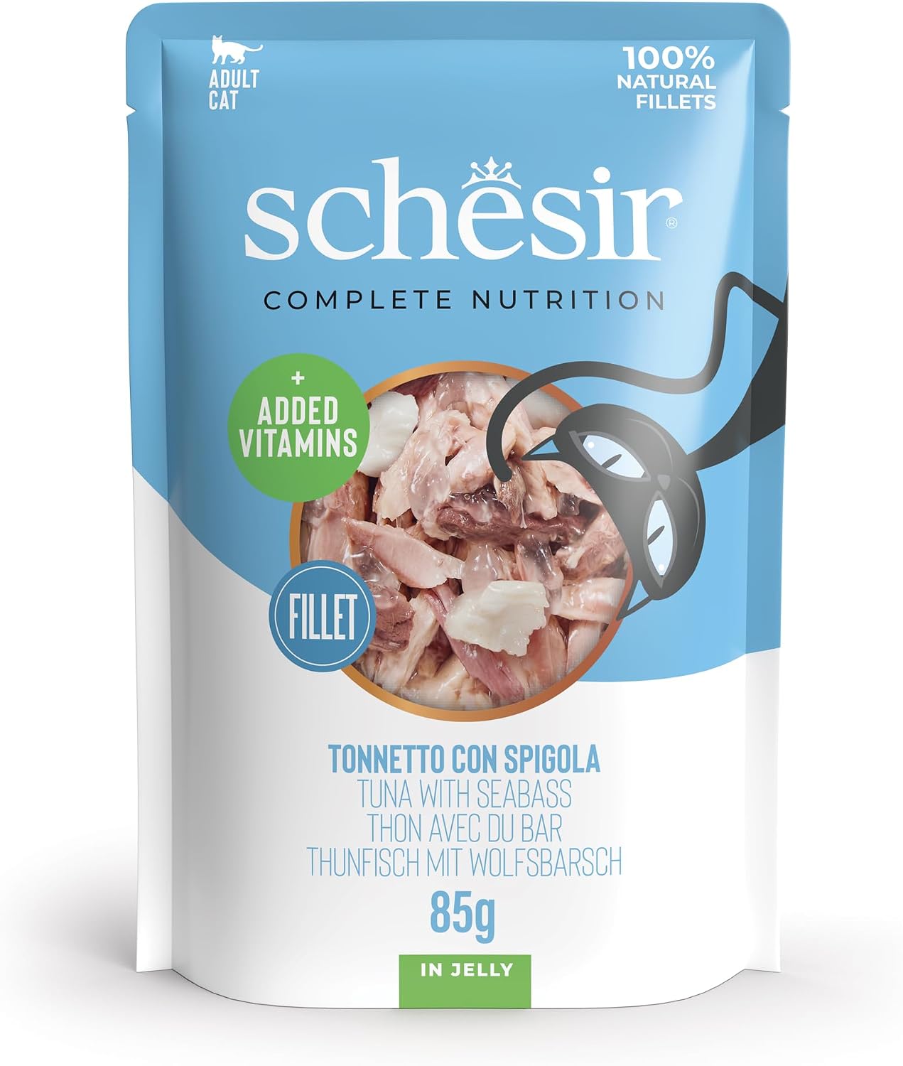 Detalle de Schesir Thon avec Bord en gelée – Nourriture humide complète pour chats, 12 sachets de 85 g