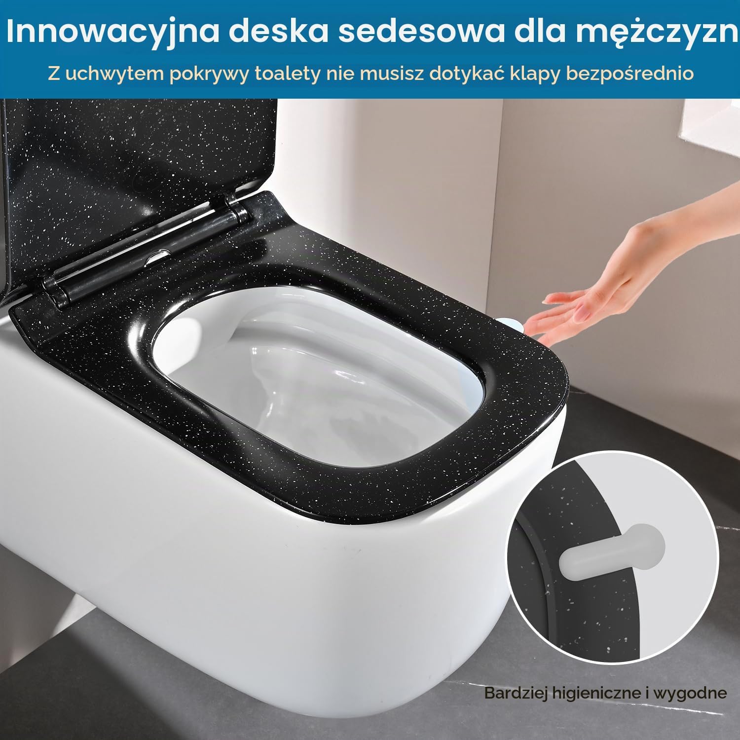 Thumbnail 4 de SREWOHS PRO deska sedesowa wolnoopadająca Q z duroplastu, czarny marmur